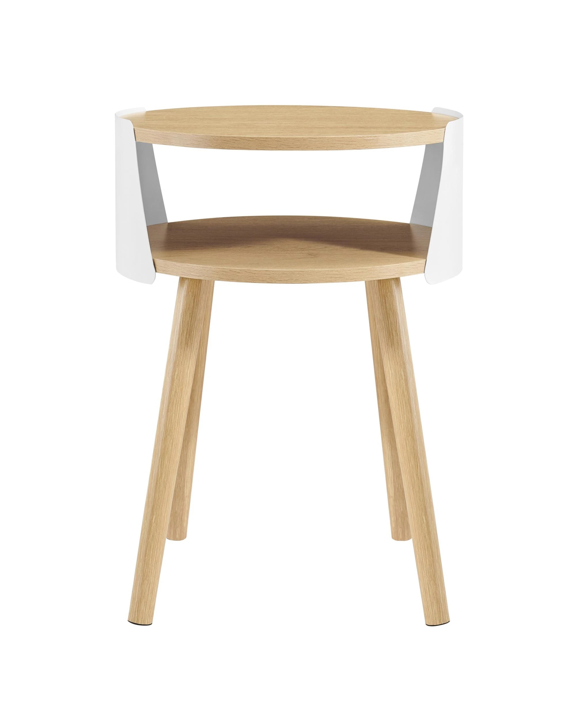 4 Kodu Side Table Bedside Shelf Round - White, 4 of 9