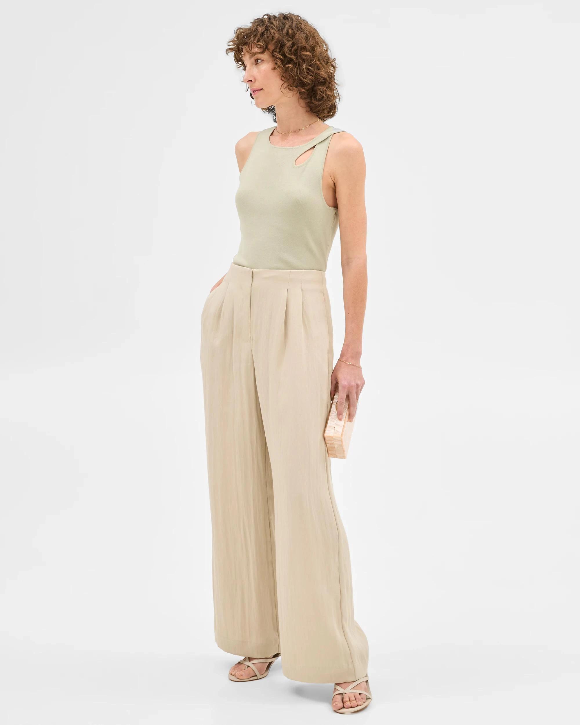 5 Sleeveless Crepe Knit Tank Top - Preview DESERT SAGE, 5 of 6