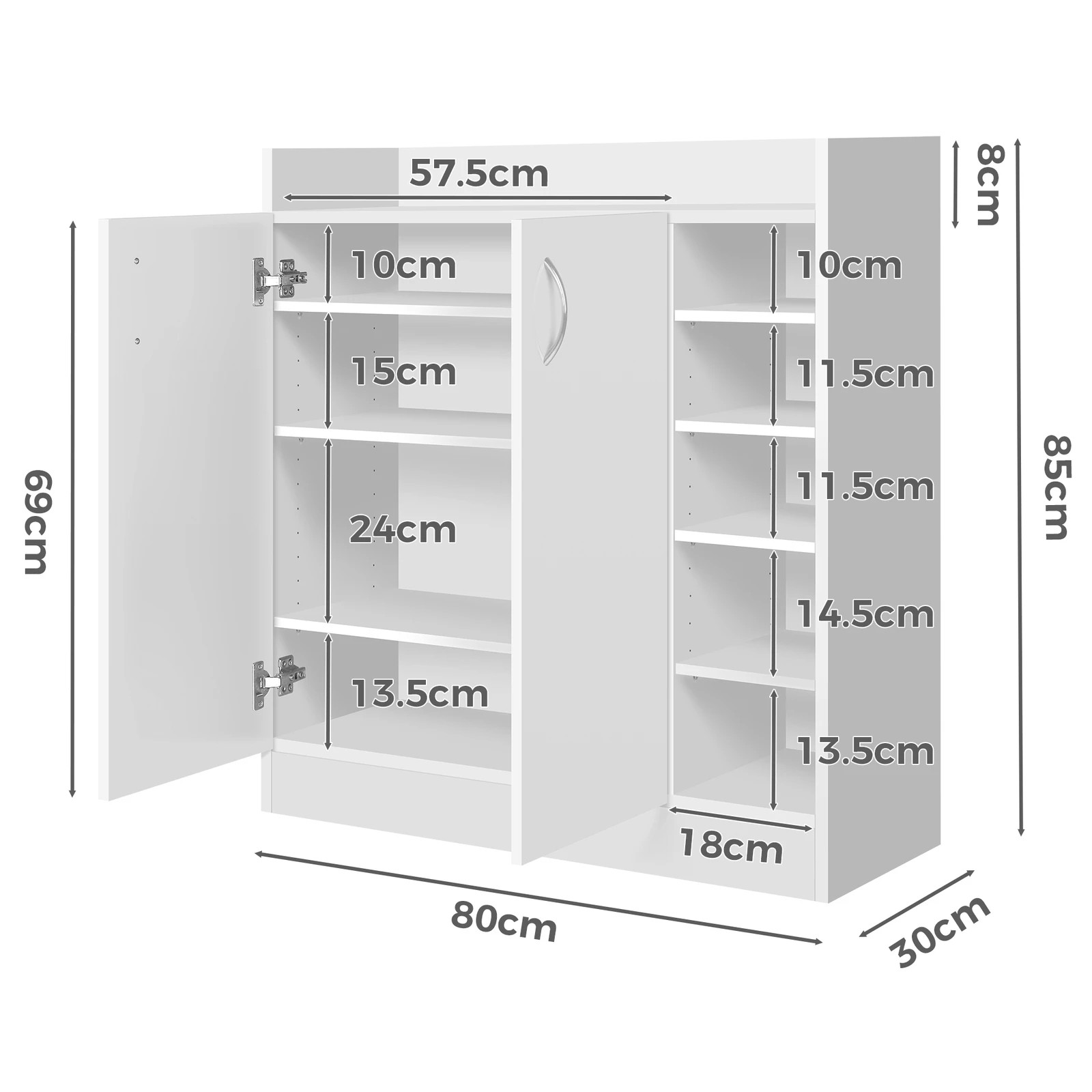 10 Alfordson Shoe Cabinet Storage Rack 21 Pairs - White, 10 of 10