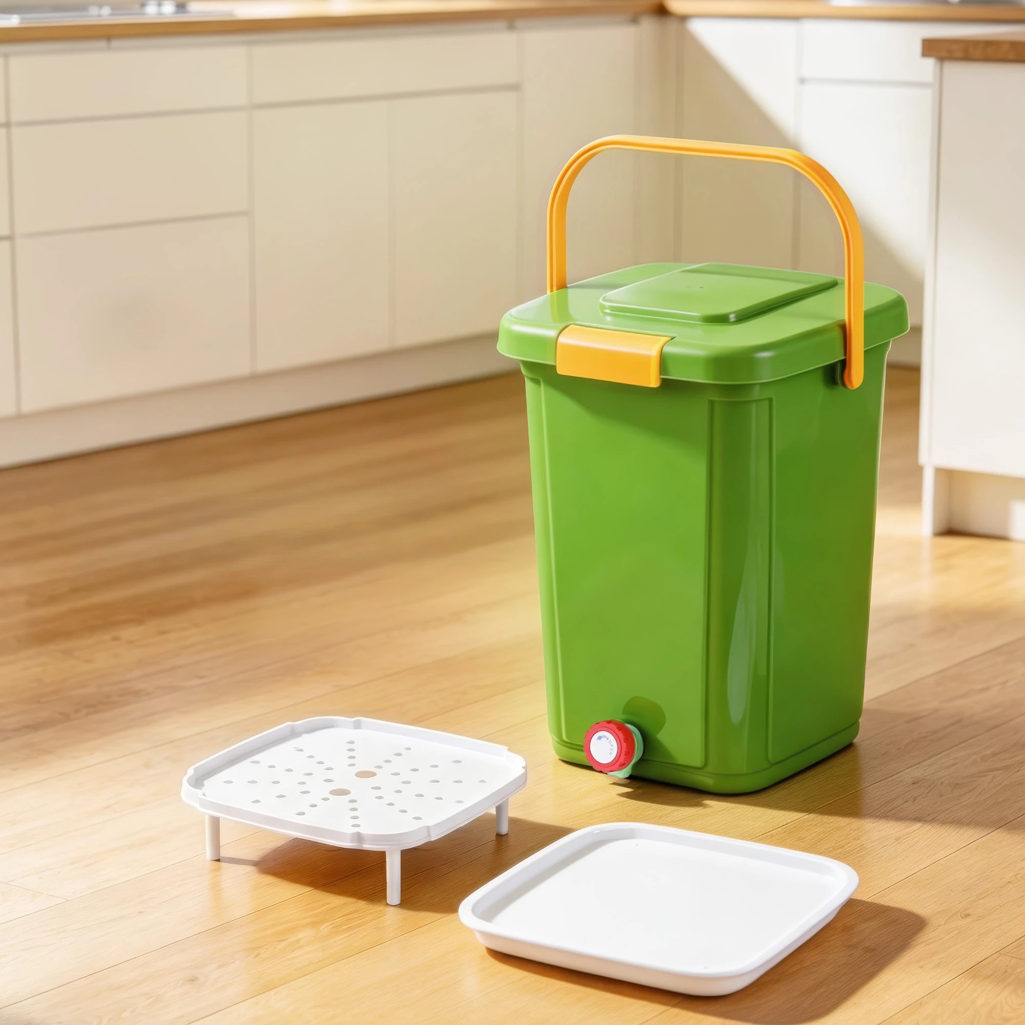 8 Gardeon 20L Kitchen Compost Bin Food Waste Caddy Countertop Drain Tap - Green, 8 of 8