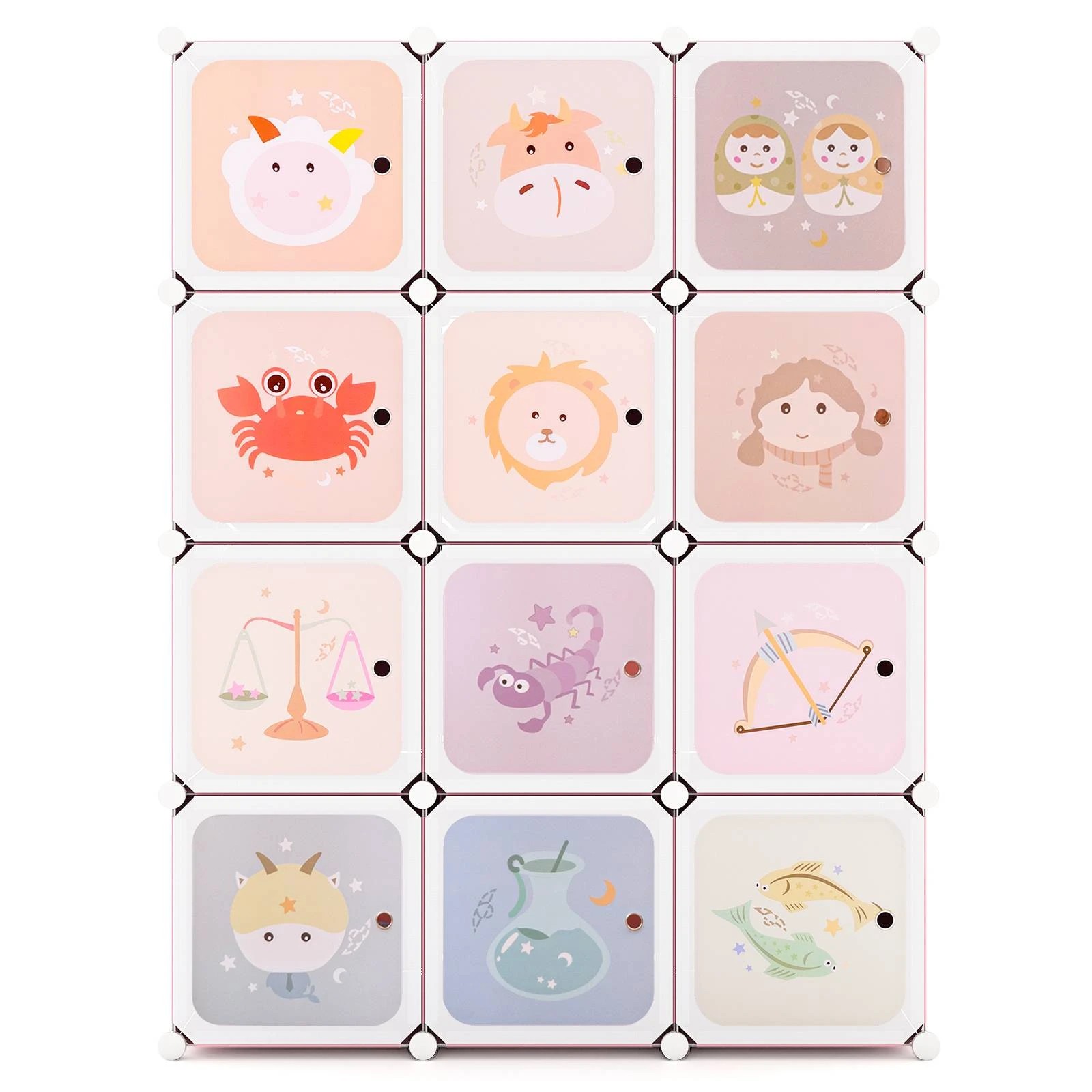 1 Costway 12-Cube Wardrobe Portable Clothes Closet w/Zodiac Patterns, 1 of 3