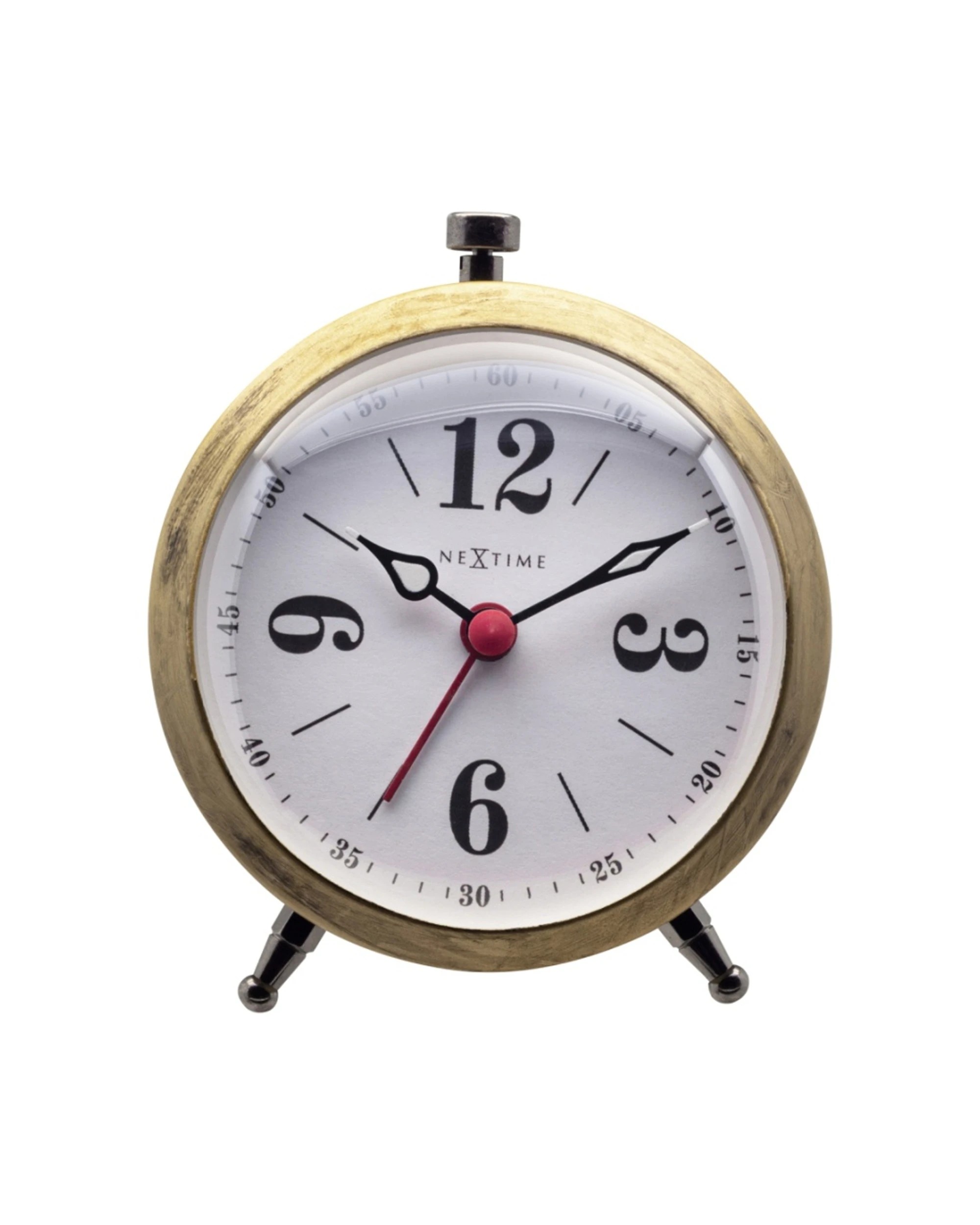 1 NEXTIME Harvey Alarm Clock Metal Case Dome Glass Luminous Hands Silent - Gold, 1 of 8