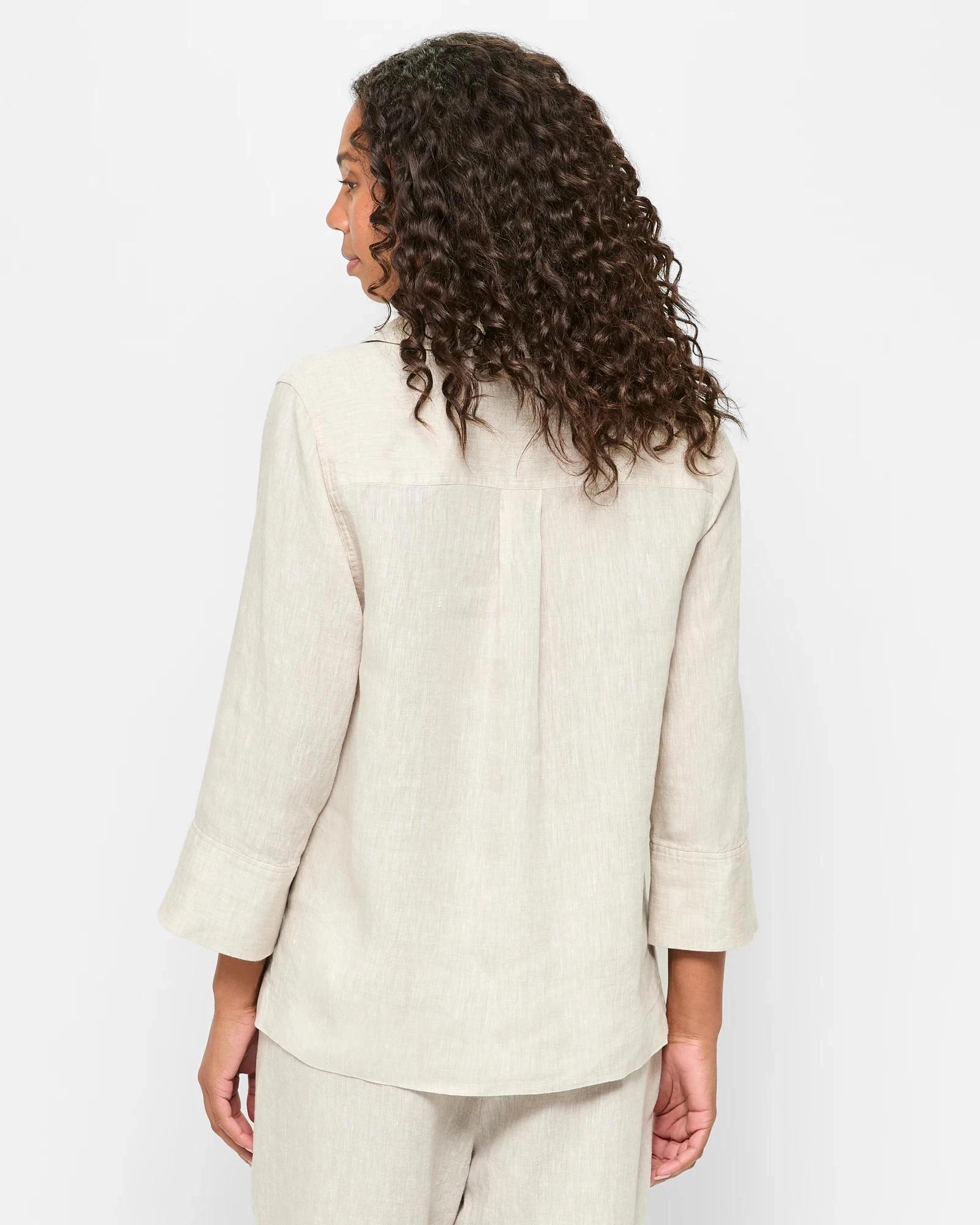 4 Target Woman European Linen 3/4 Sleeve Popover Shirt FLAX, 4 of 5