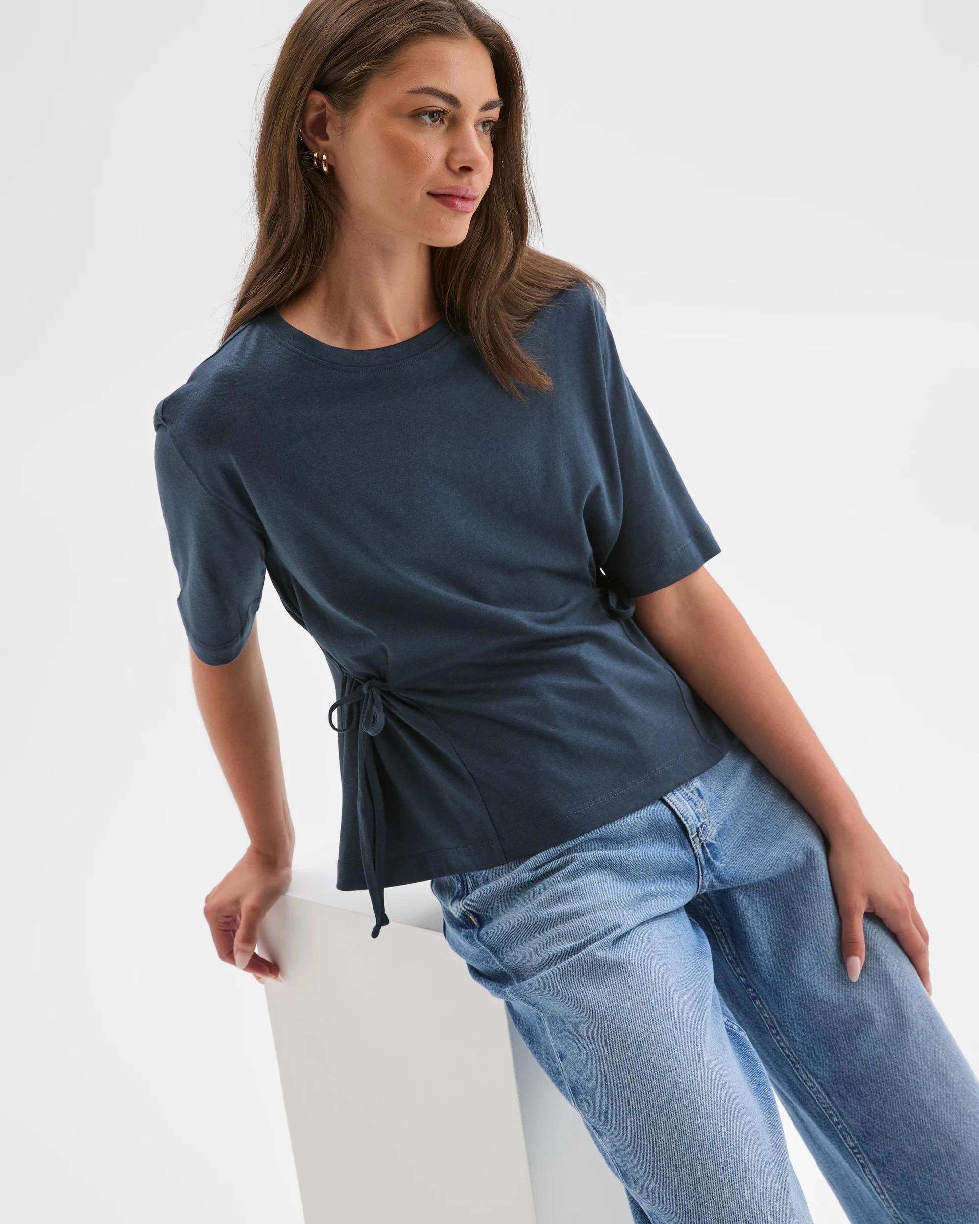 7 Target Petites Petites Australian Cotton Blend Short Sleeve Tie Waist T-Shirt SODALITE, 7 of 7