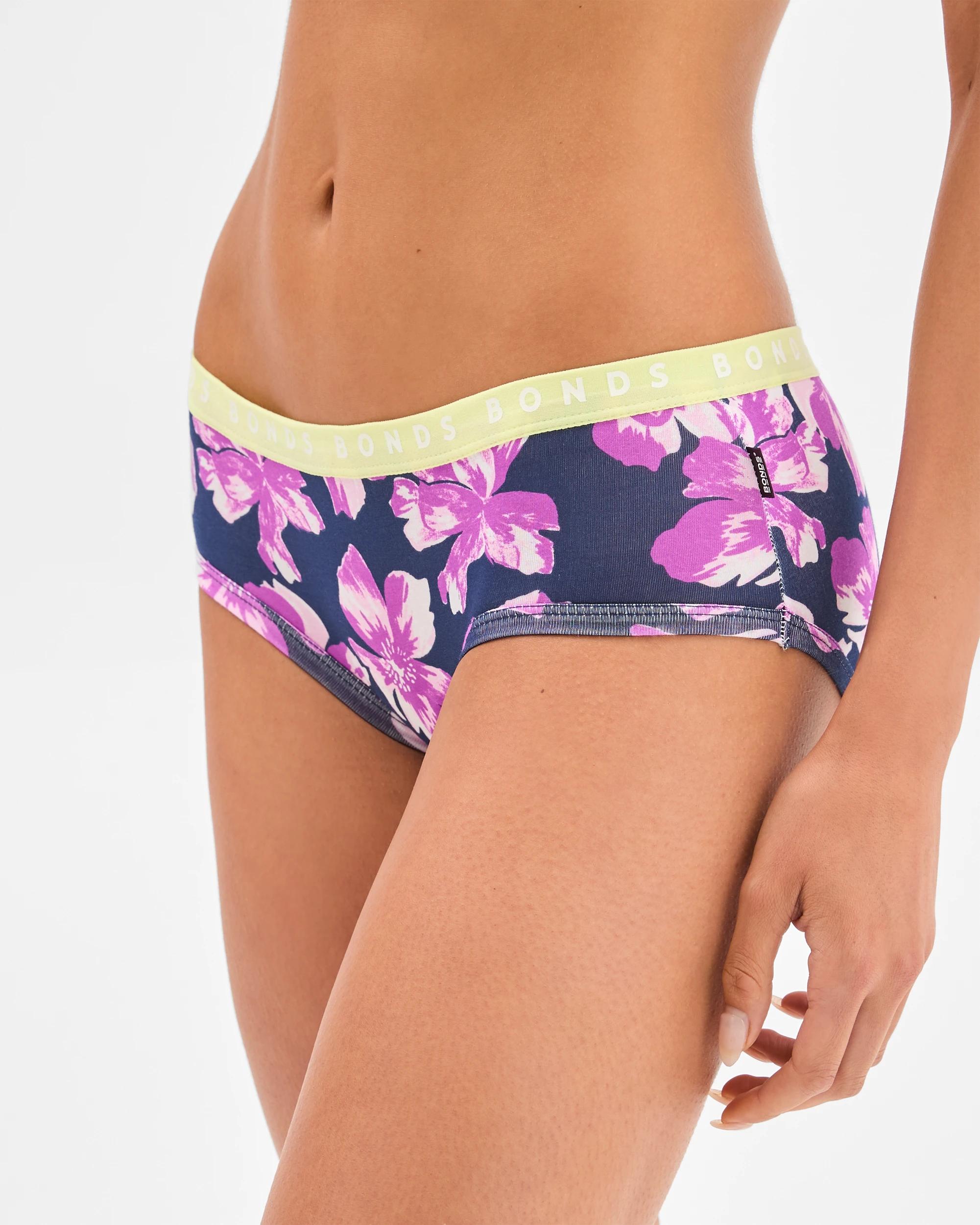 3 Bonds 2 Pack Hipster Boyleg Briefs HIBISCUS SURF/LILAC WINE, 3 of 4