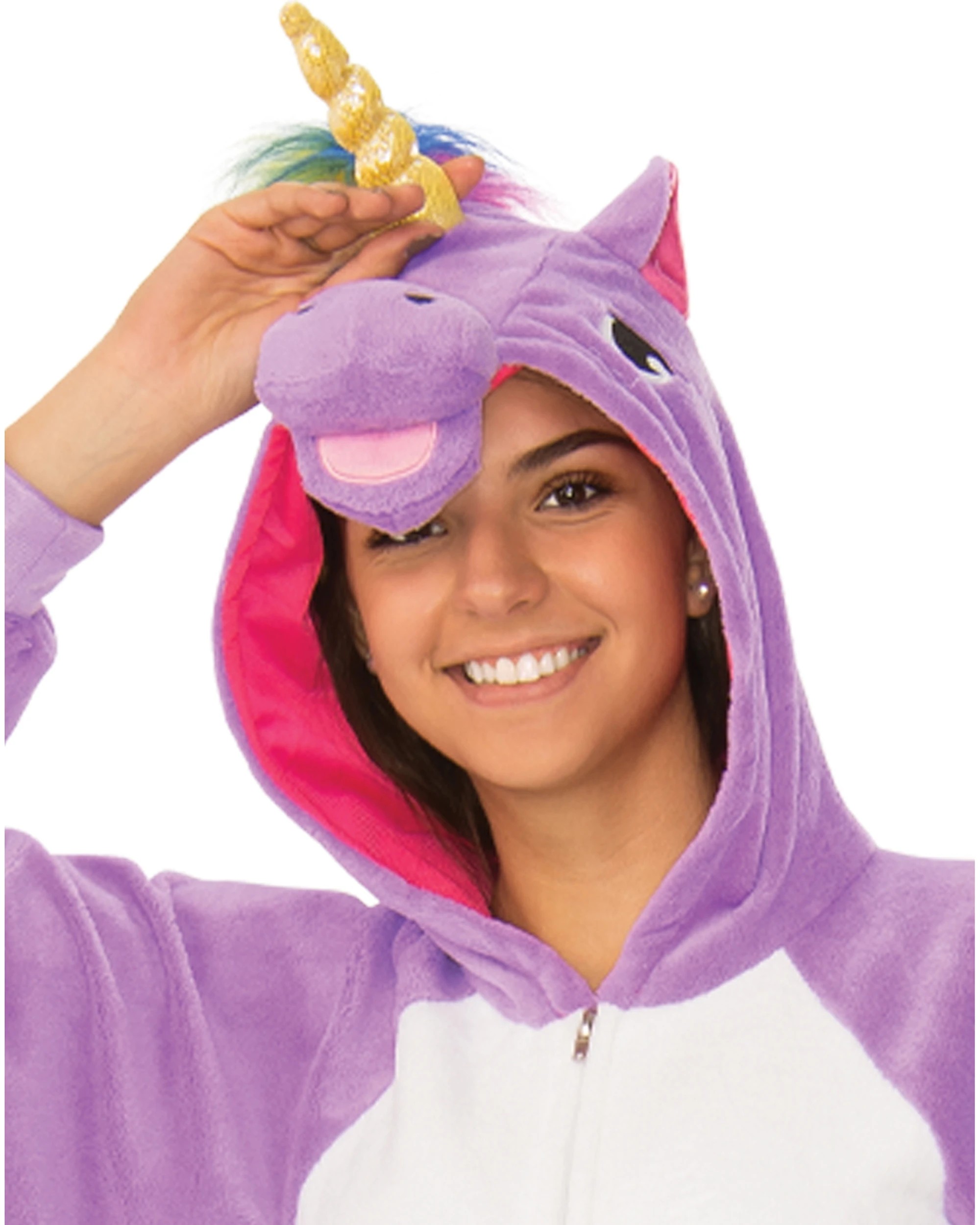2 Rubies Unicorn Hooded Onesie Dress Up Costume Size L XL - Purple, 2 of 3