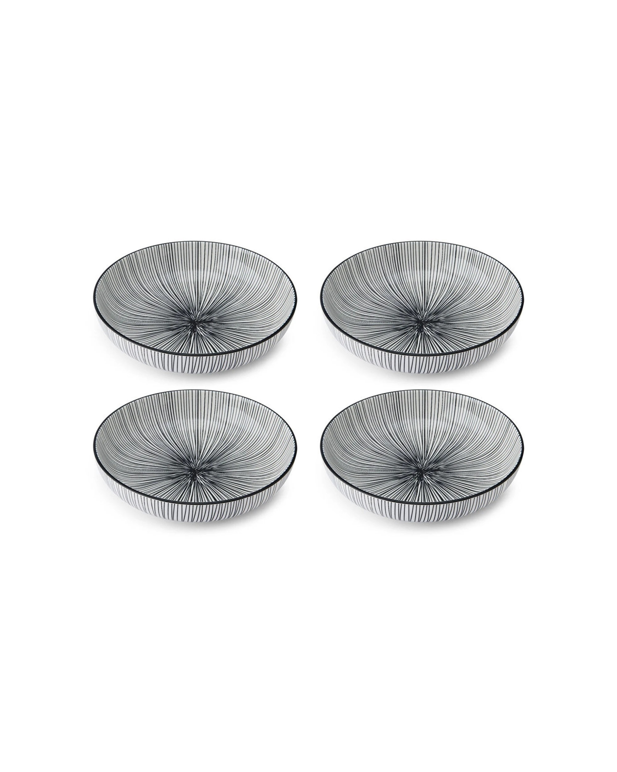 1 Mikasa 4PK Stripe Ceramic Bowl Round Dinnerware Stoneware 21cm - Black, 1 of 7