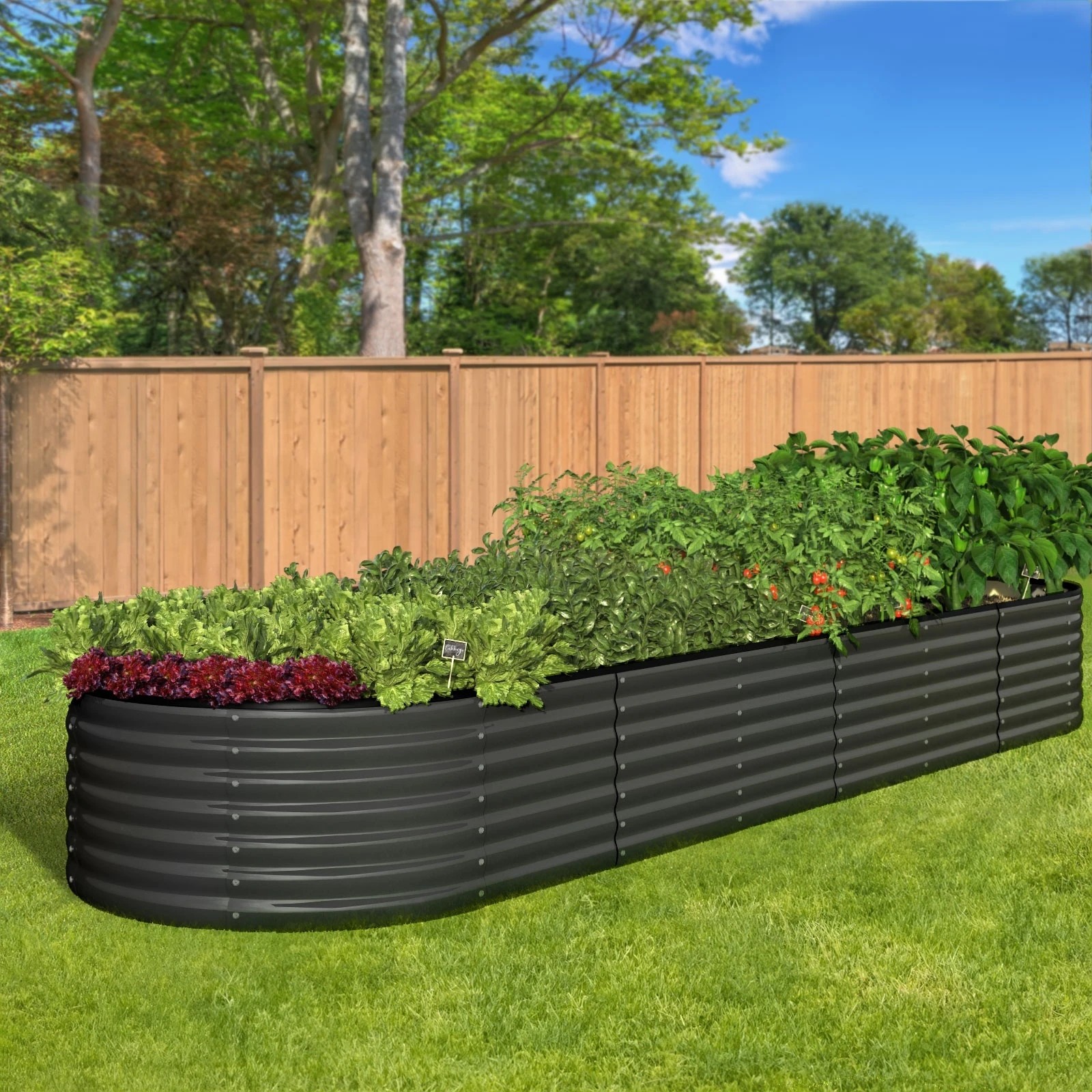 3 Livsip Raised Garden Bed Beds Kit Planter Oval Galvanised Steel 320cmX80cmX56cm - Grey, 3 of 9