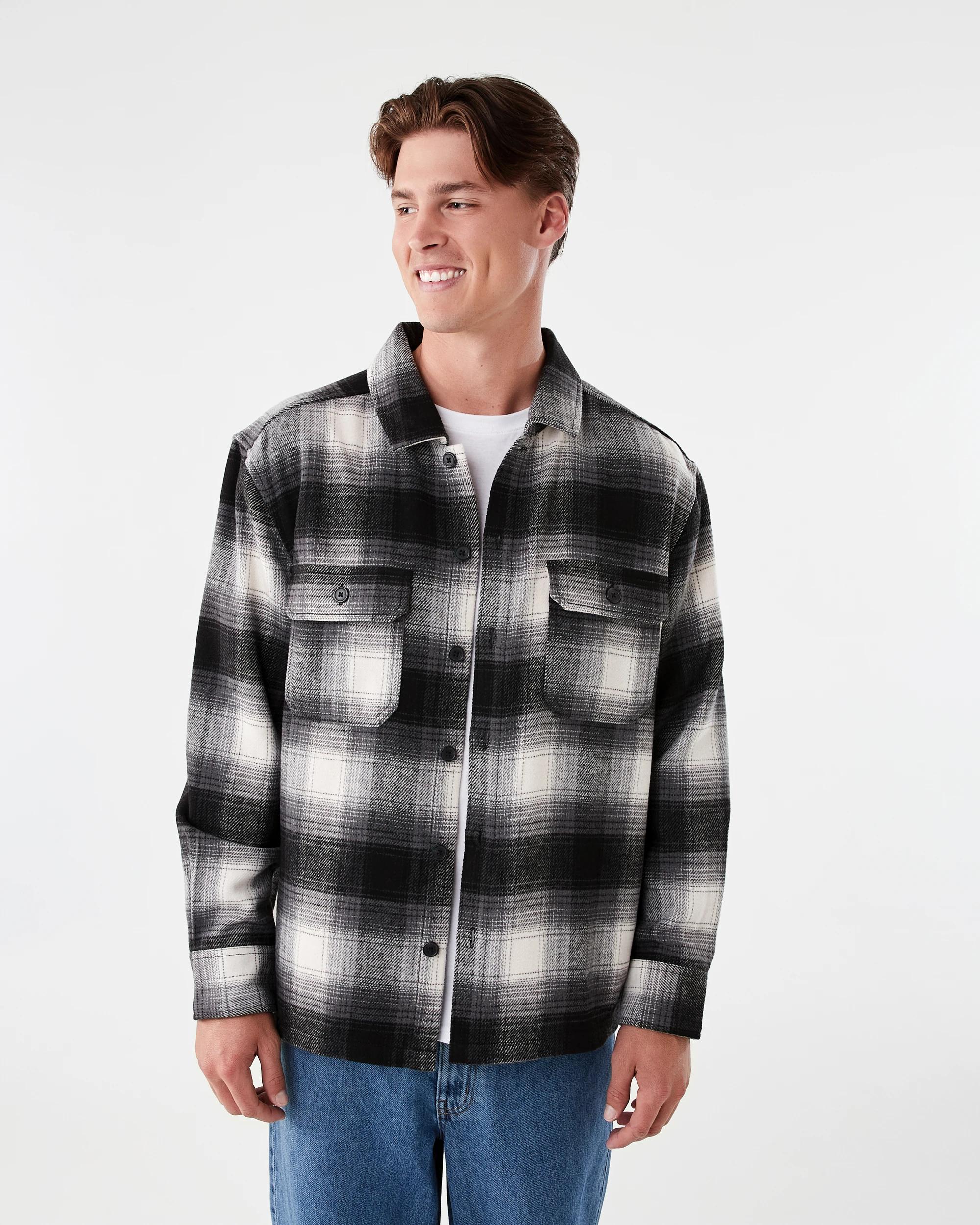 2 Long Sleeve Check Overshirt Blk Check, 2 of 9