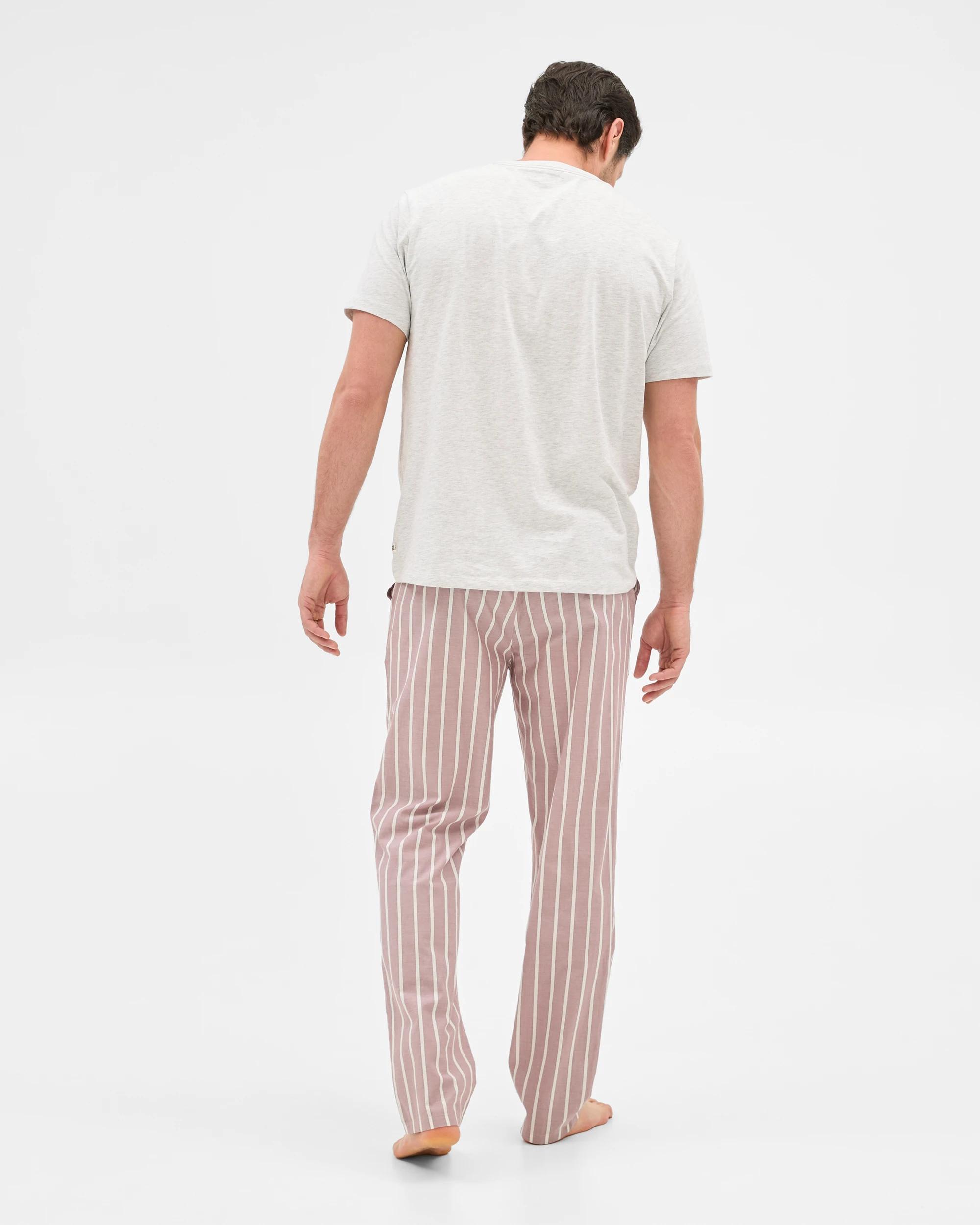 8 Target Mens Australian Cotton Jersey/poplin Pyjama Set GREY MARLE/ RED STRIPE, 8 of 8