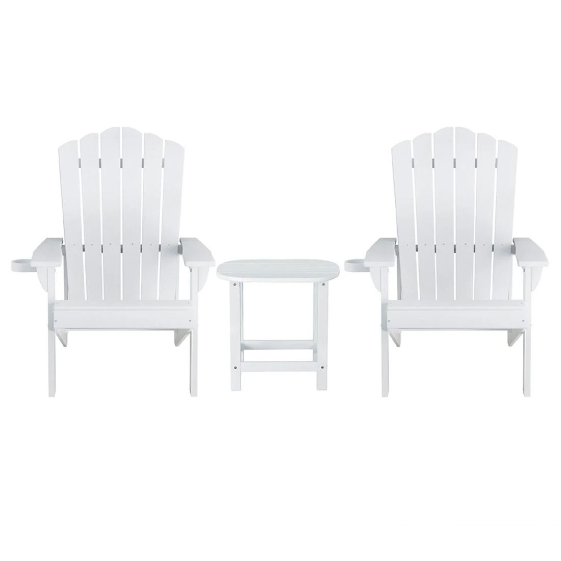 3 Gardeon Outdoor Table and Chairs HDPE Adirondack Beach Chair Sun Lounge Patio Furniture - White, 3 of 7