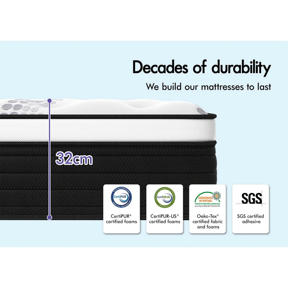 8 Starry Eucalypt Mattress Pocket Spring Cool Gel Euro Top 32cm - Double Size, 8 of 10