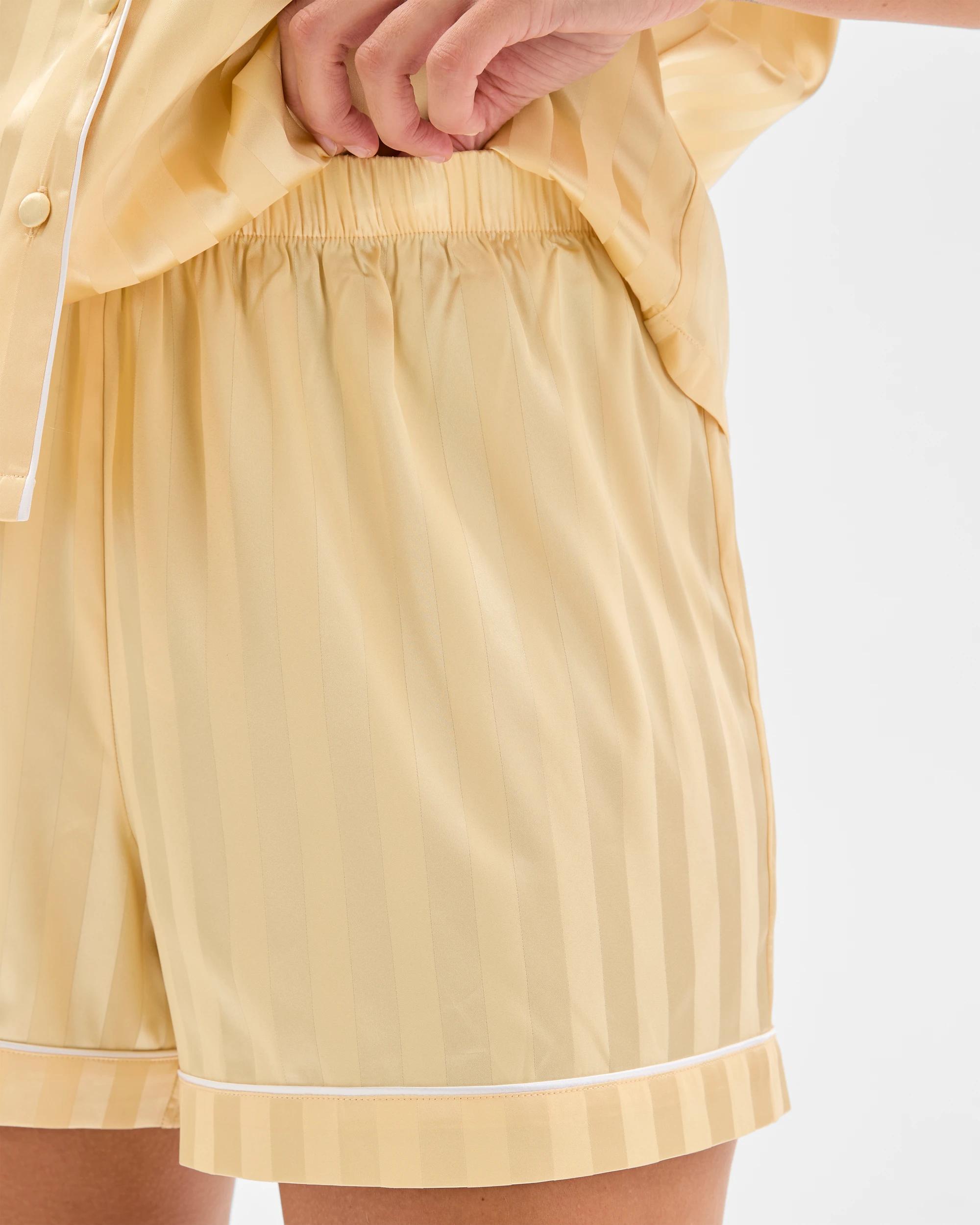 5 Target Stripe Satin Short Pyjama Set YELLOW, 5 of 6