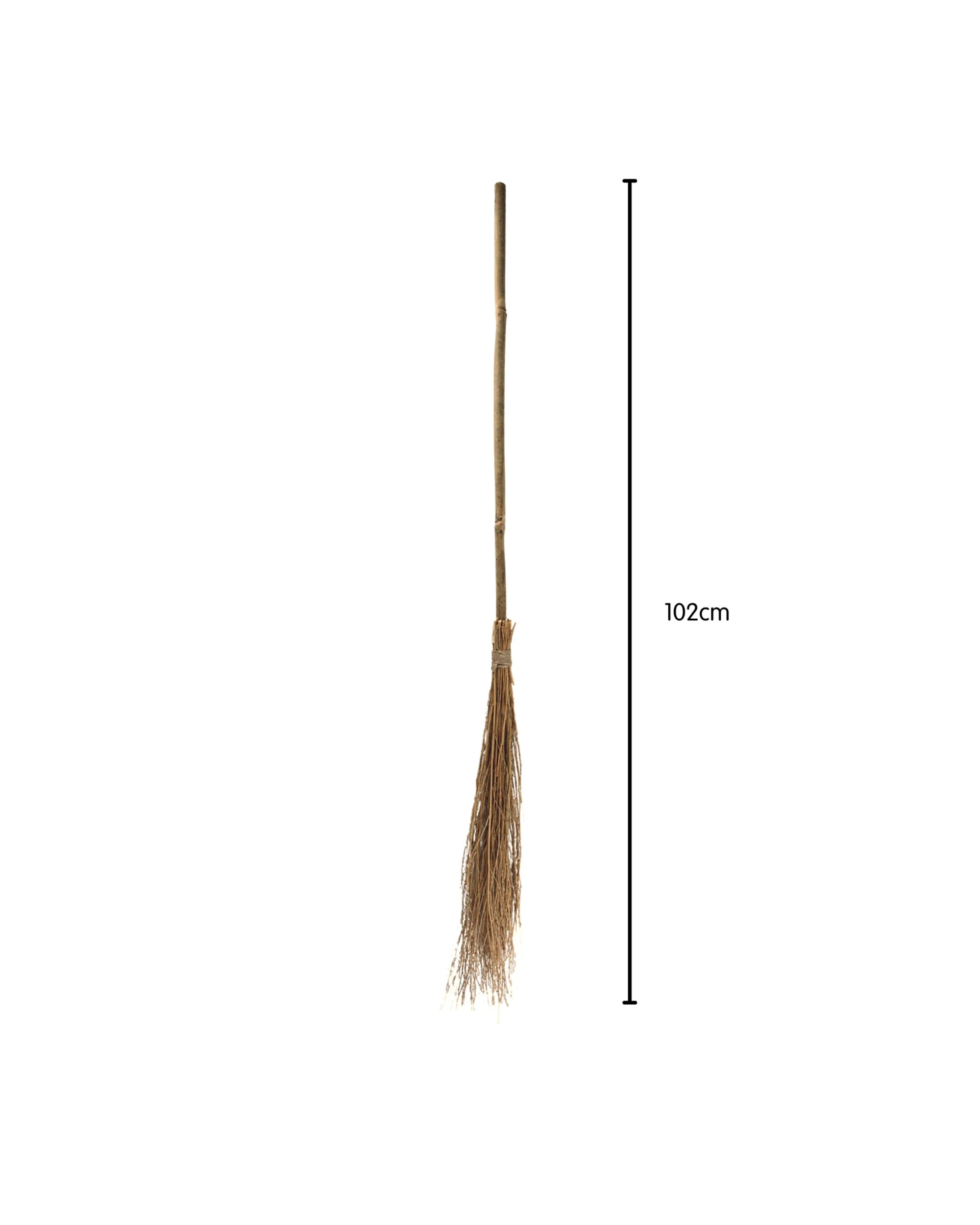 2 Partyrama Wooden Witch Broom Costume Accessory - light Brown, 2 of 2