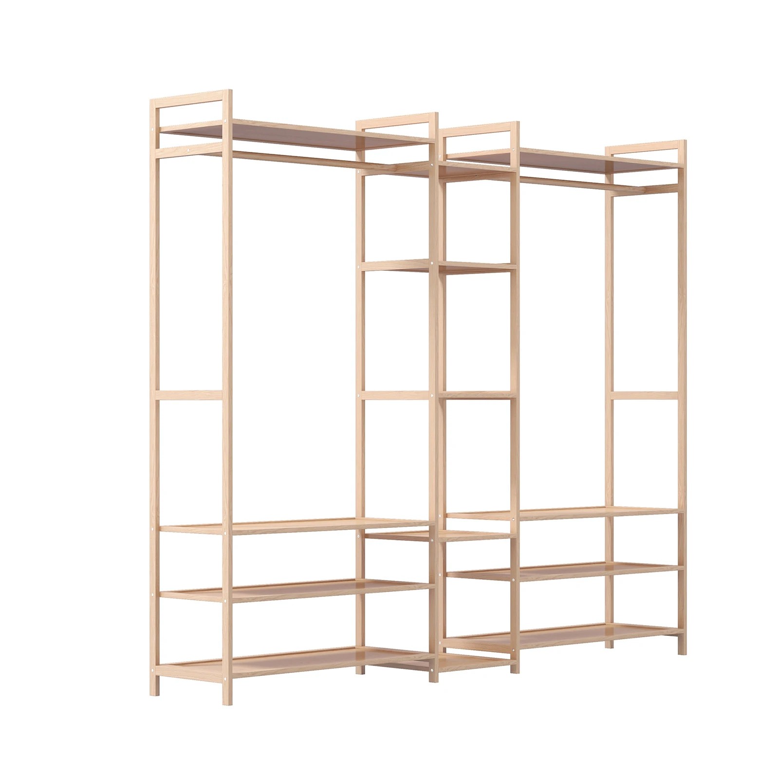 8 Milano Décor Multifunctional Bamboo Clothes Rack Storage Stand Organiser - Brown, 8 of 10
