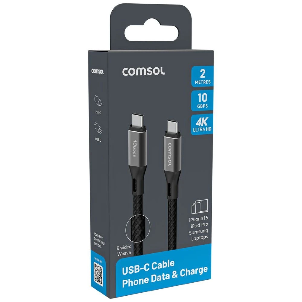 2 Comsol USB-C Cable 10Gbps 2m Black, 2 of 4