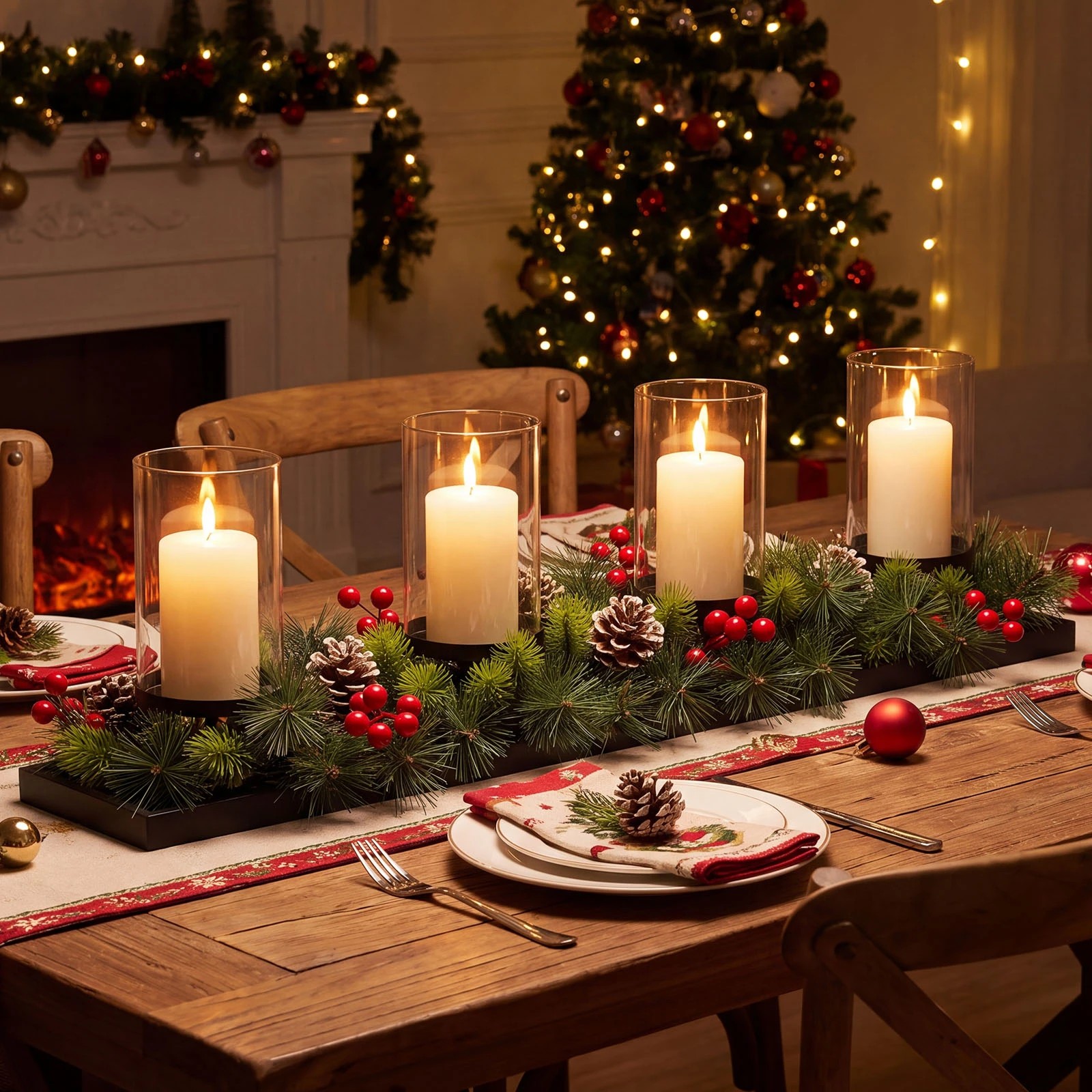 6 Costway 70cm Christmas Candle Holder Centerpiece Foldable Xmas Tabletop Decoration Without Candle, 6 of 8