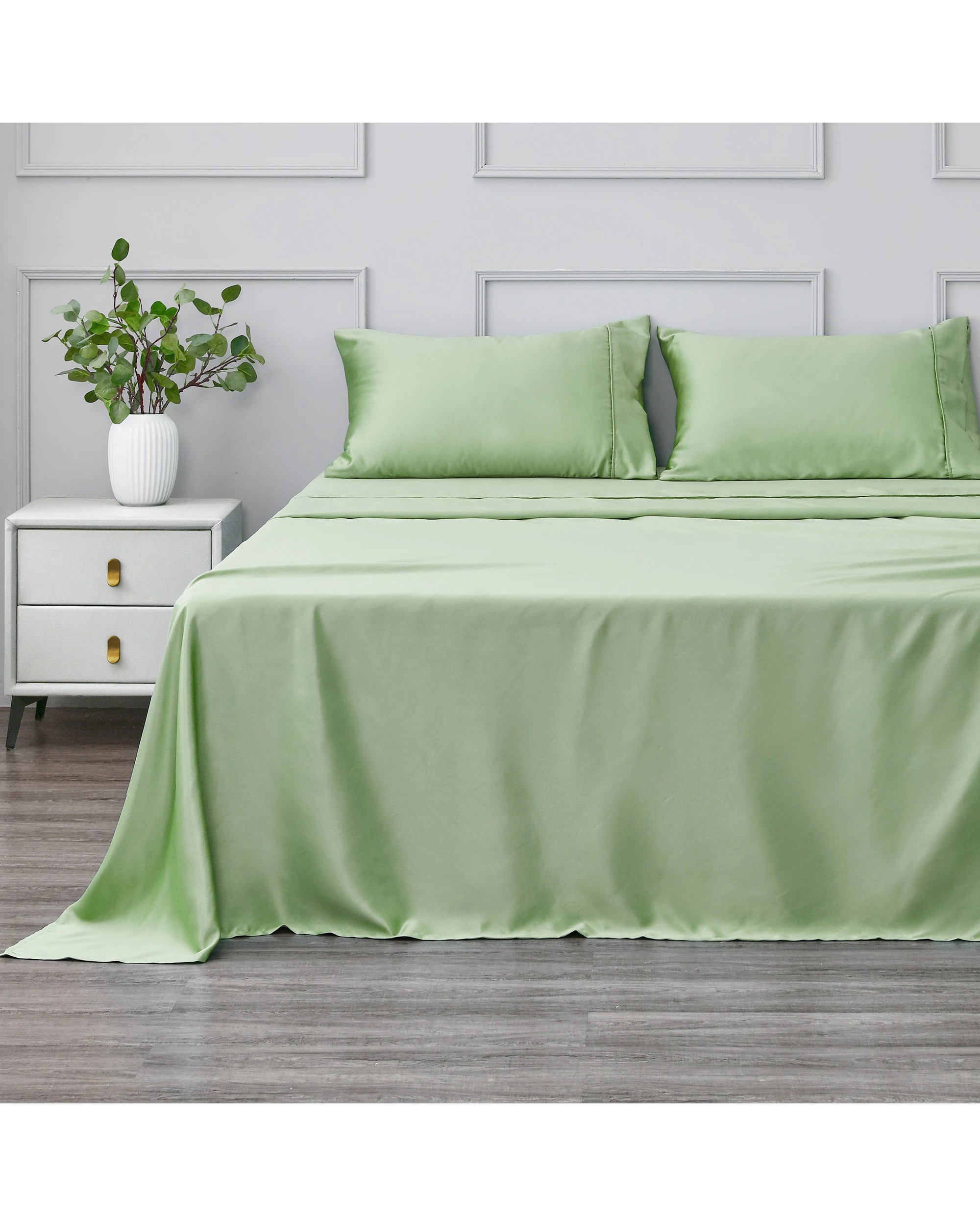 3 Dreamaker Matte Satin Sheet Set - Queen Bed - Sage, 3 of 8