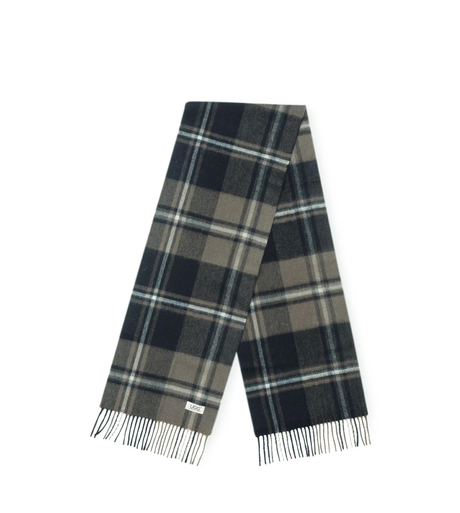 3 Australian Shepherd UGG Snovia 100% Wool Check Scarf BLACK CHECK, 3 of 5