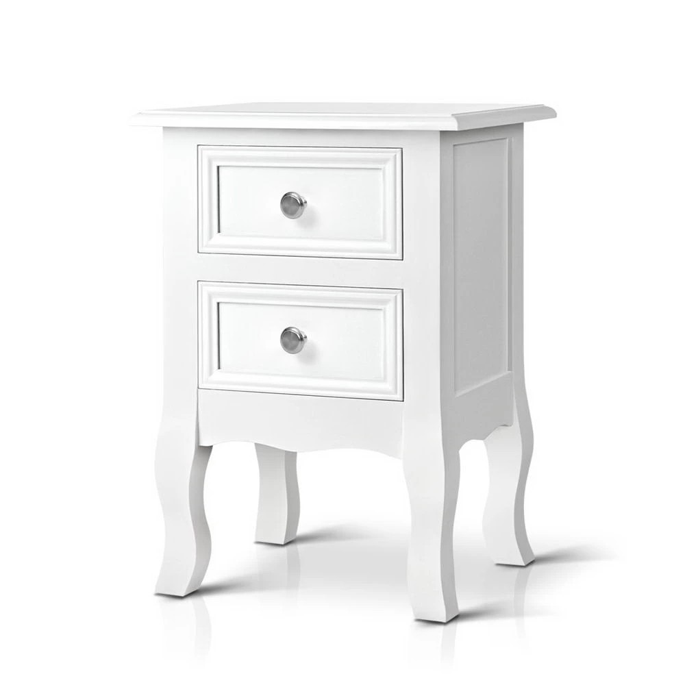 1 Artiss Bedside Table 2 Drawers - White, 1 of 7