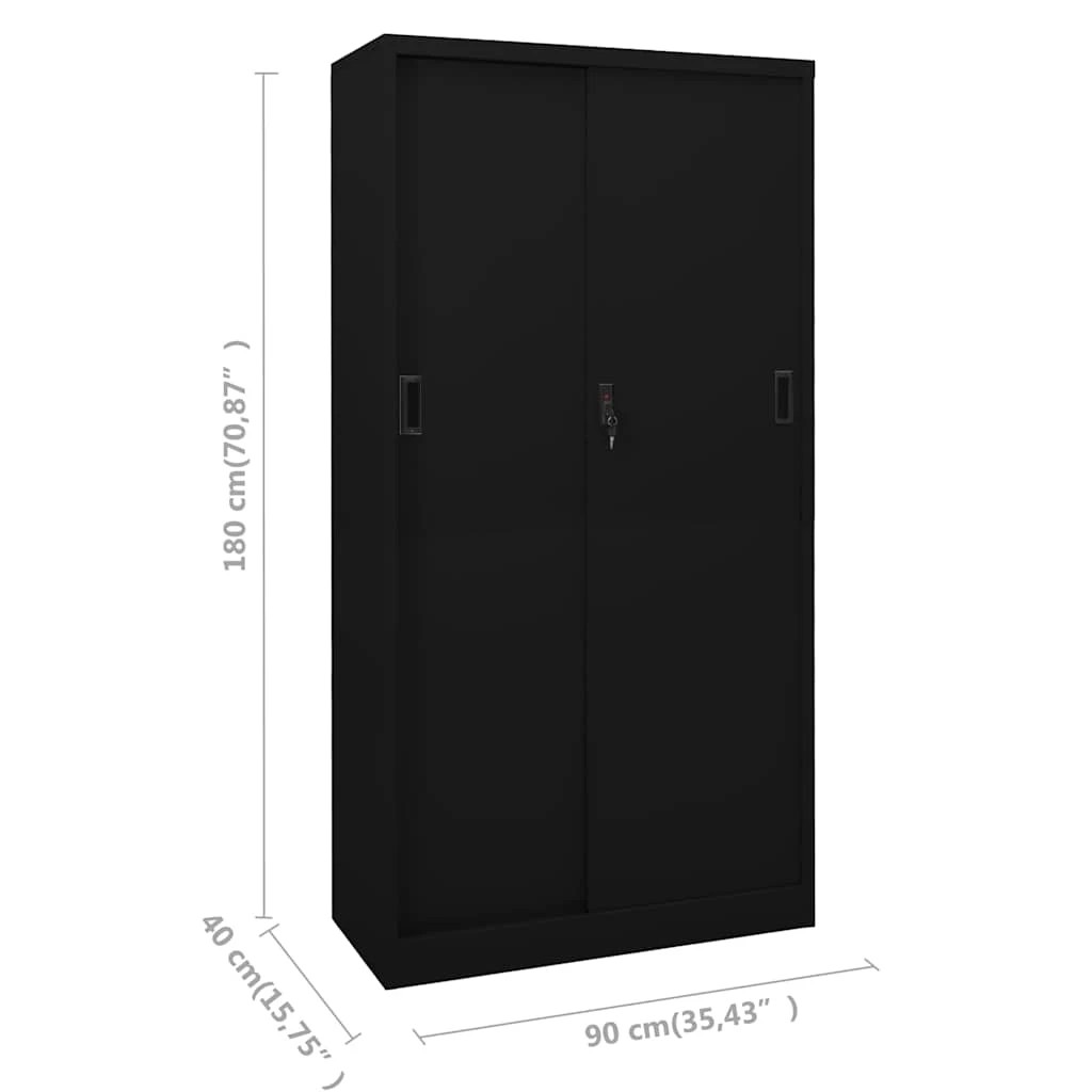 9 vidaXL Office cabinet Height-Adjustable Shelves - Black - Black, 9 of 10