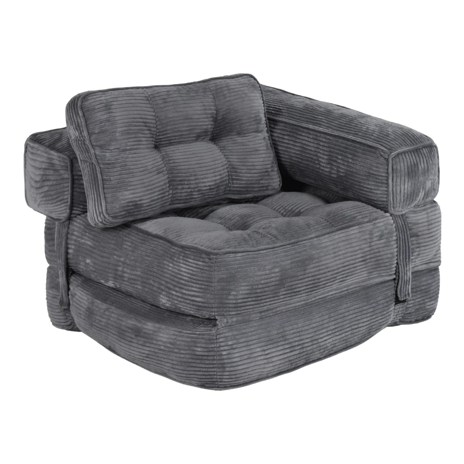 1 Advwin Folding Sofa Bed 3-in-1 Convertible Sleeper Chair with L-Shaped Armrest & Pillow Lazy Floor Sofa - Grey, 1 of 4