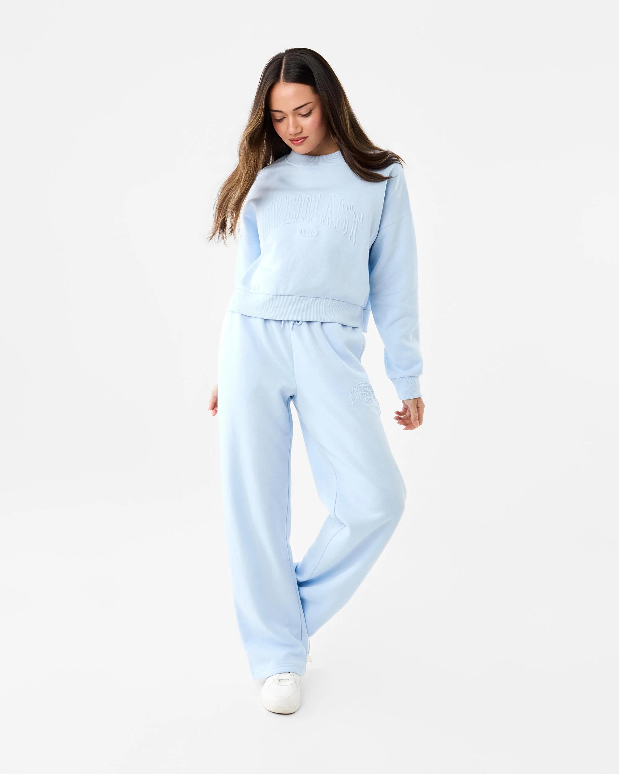 2 Everlast Womens Heritage Oversize Crew Neck Sweatshirt Powder Blu, 2 of 9