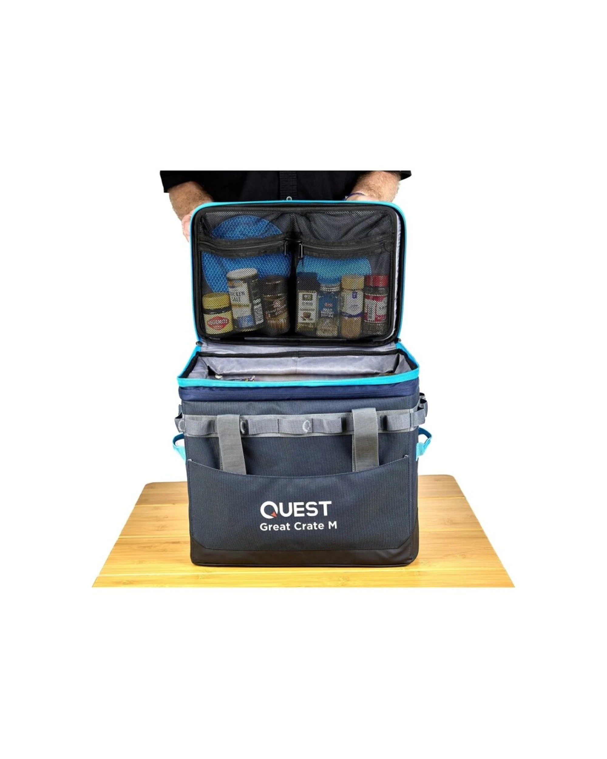 6 Quest Outdoors Great Crate Collapsible Camping Storage 36-47L Medium With Lid - Grey, 6 of 8