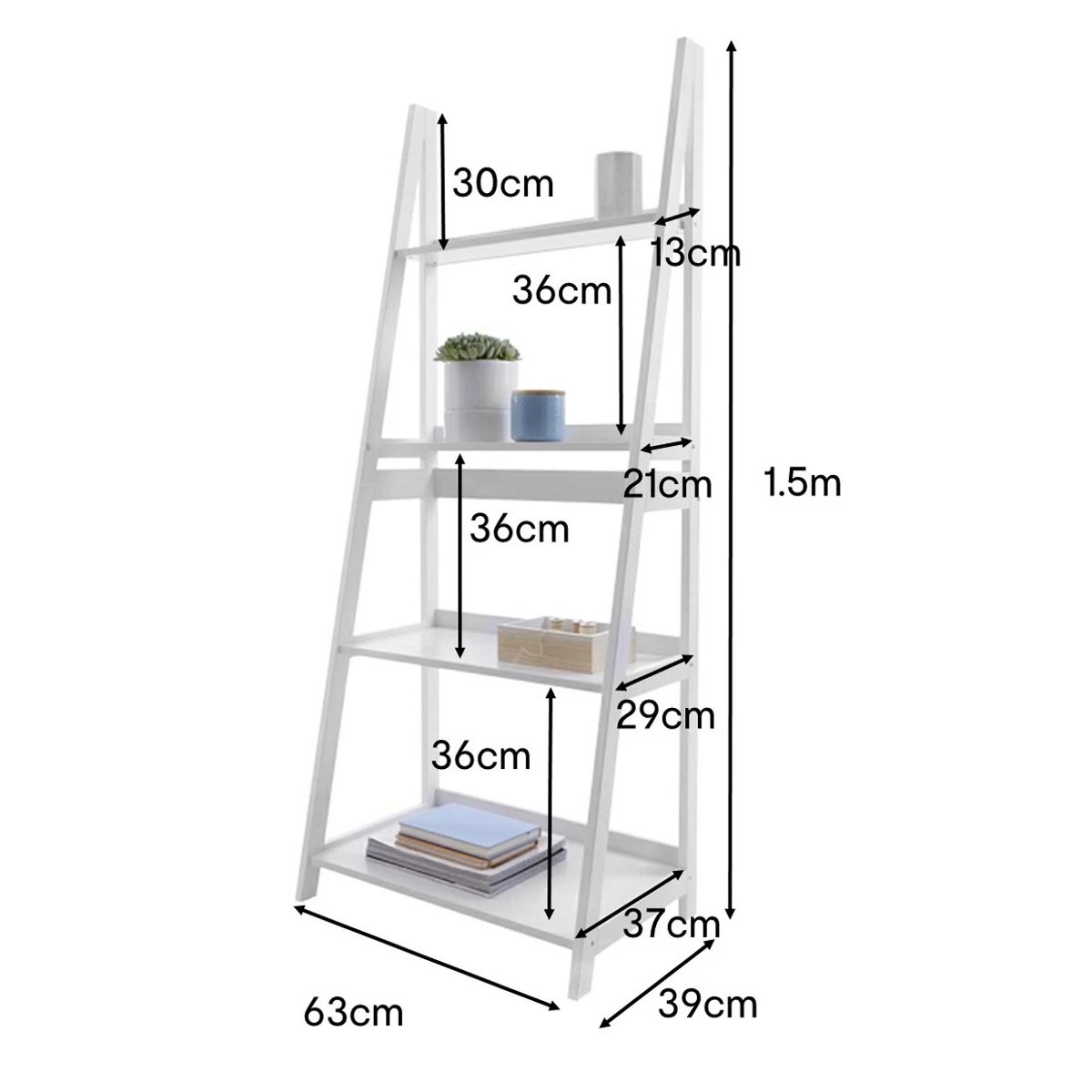 2 4 Tier Ladder Shelf White, 2 of 2