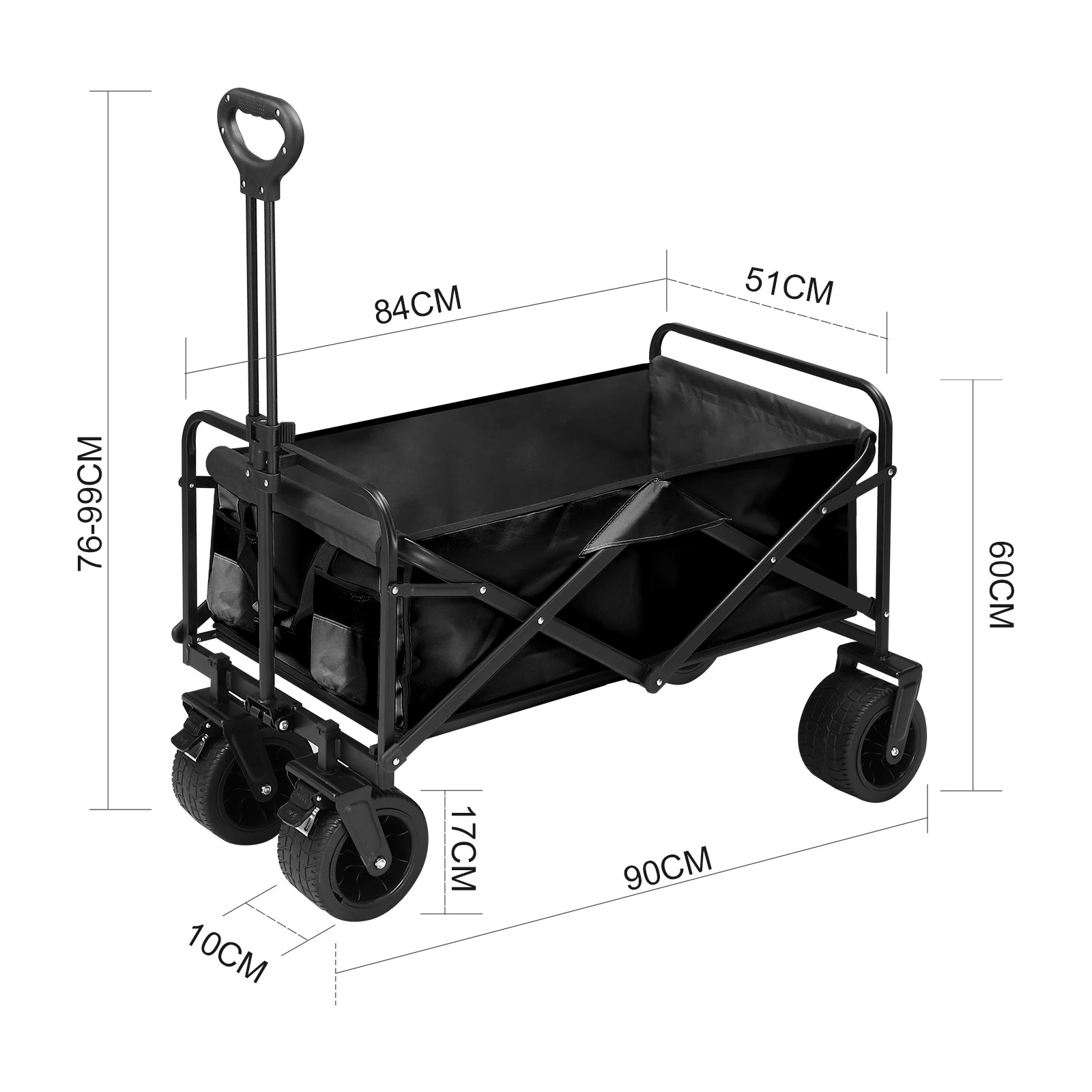 4 Ausway Folding Wagon Cart Beach Picnic Garden Utility Trolley Trailer, 4 of 7