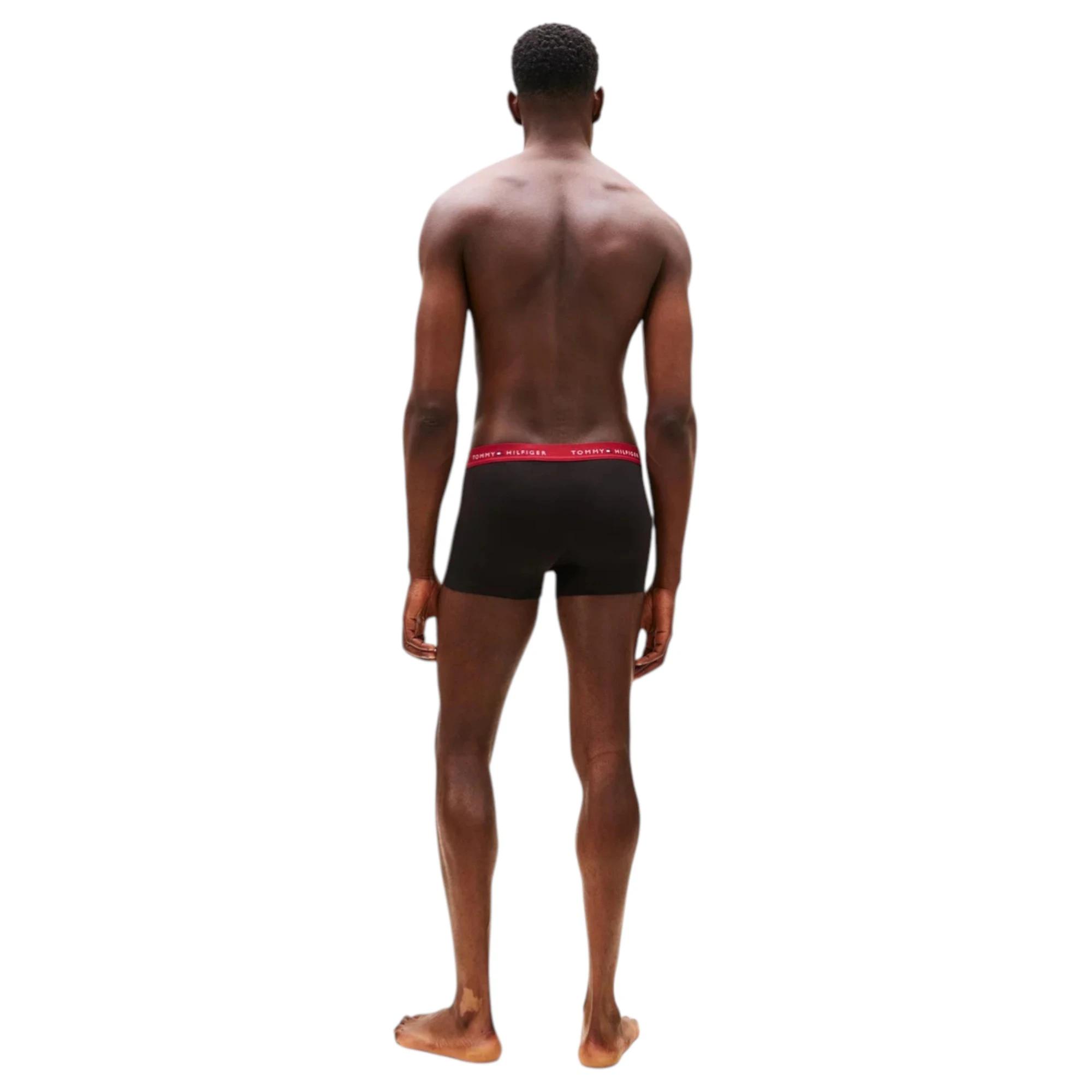 3 Tommy Hilfiger 3 Pack Mens Essential Cotton Boxer Trunks Underwear BLACK MULTI, 3 of 7