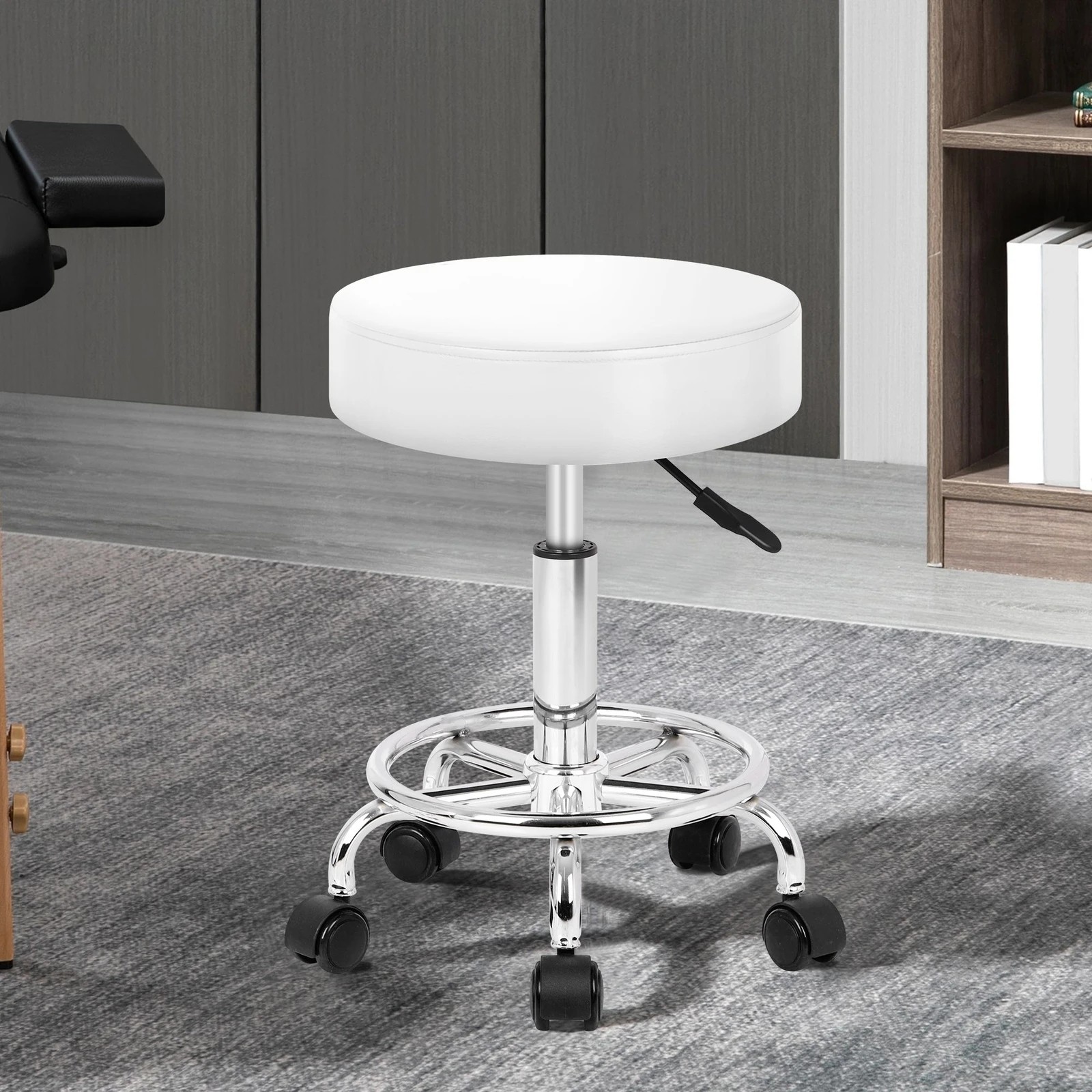 2 Alfordson Salon Stool Round Swivel Barber Hair Dress Chair Gas Lift - White, 2 of 7