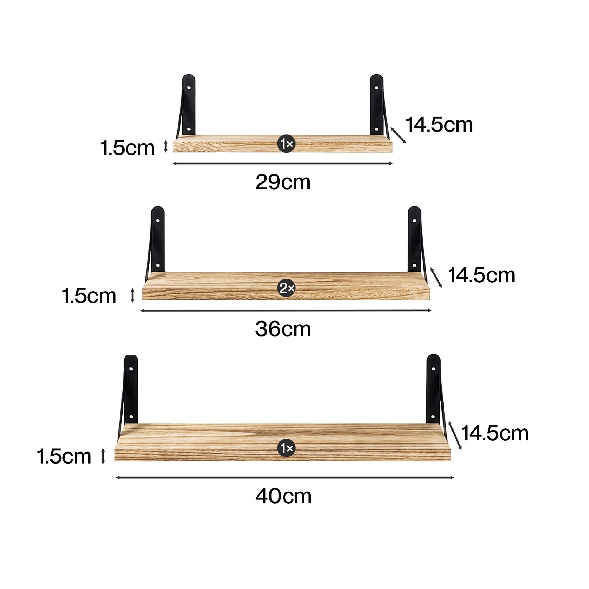3 Levede 4 Wooden Rustic Wall Mounted Shelf - Brown, 3 of 5