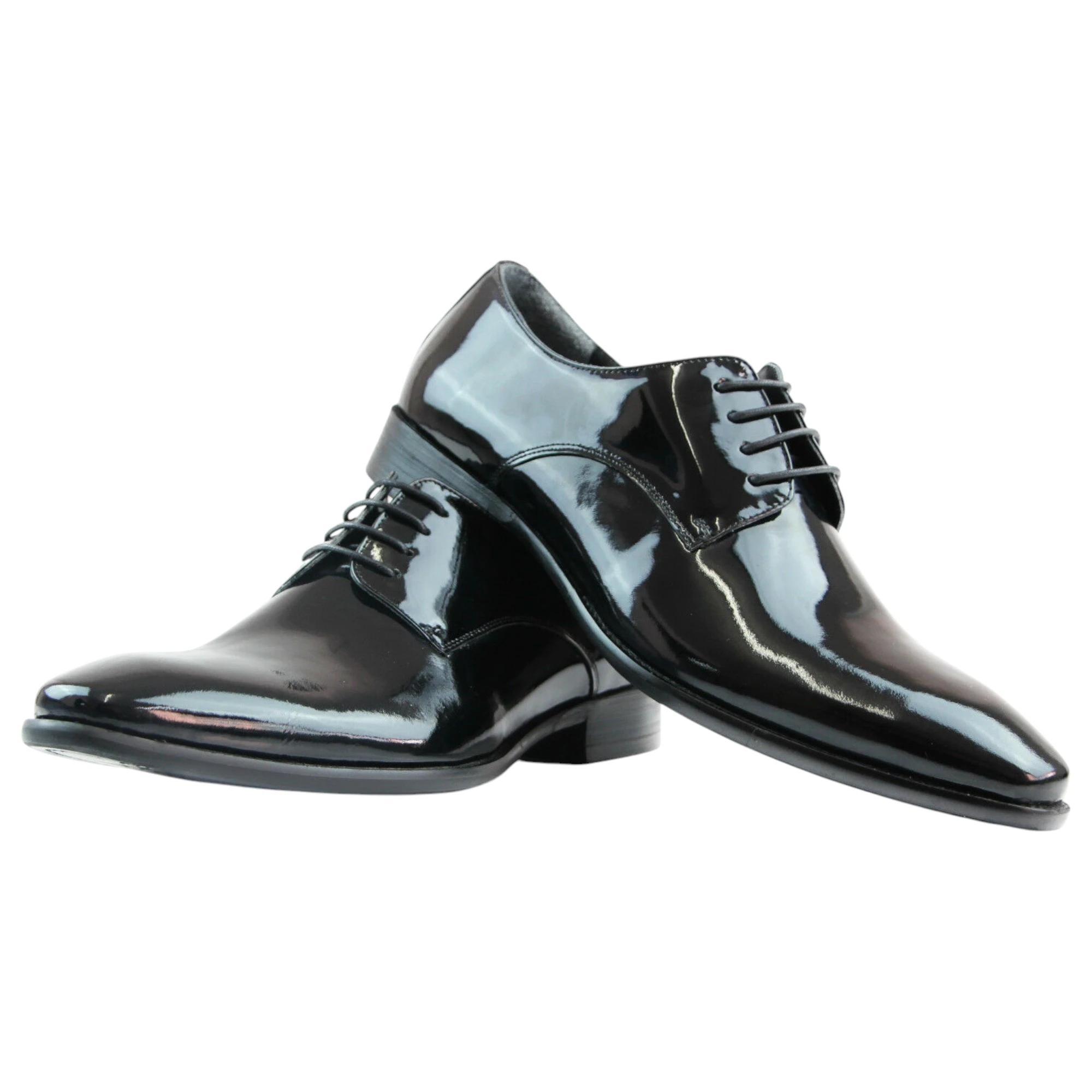 2 Zasel Mens Blair Leather Patent Lace Work Formal Shoes BLACK, 2 of 3