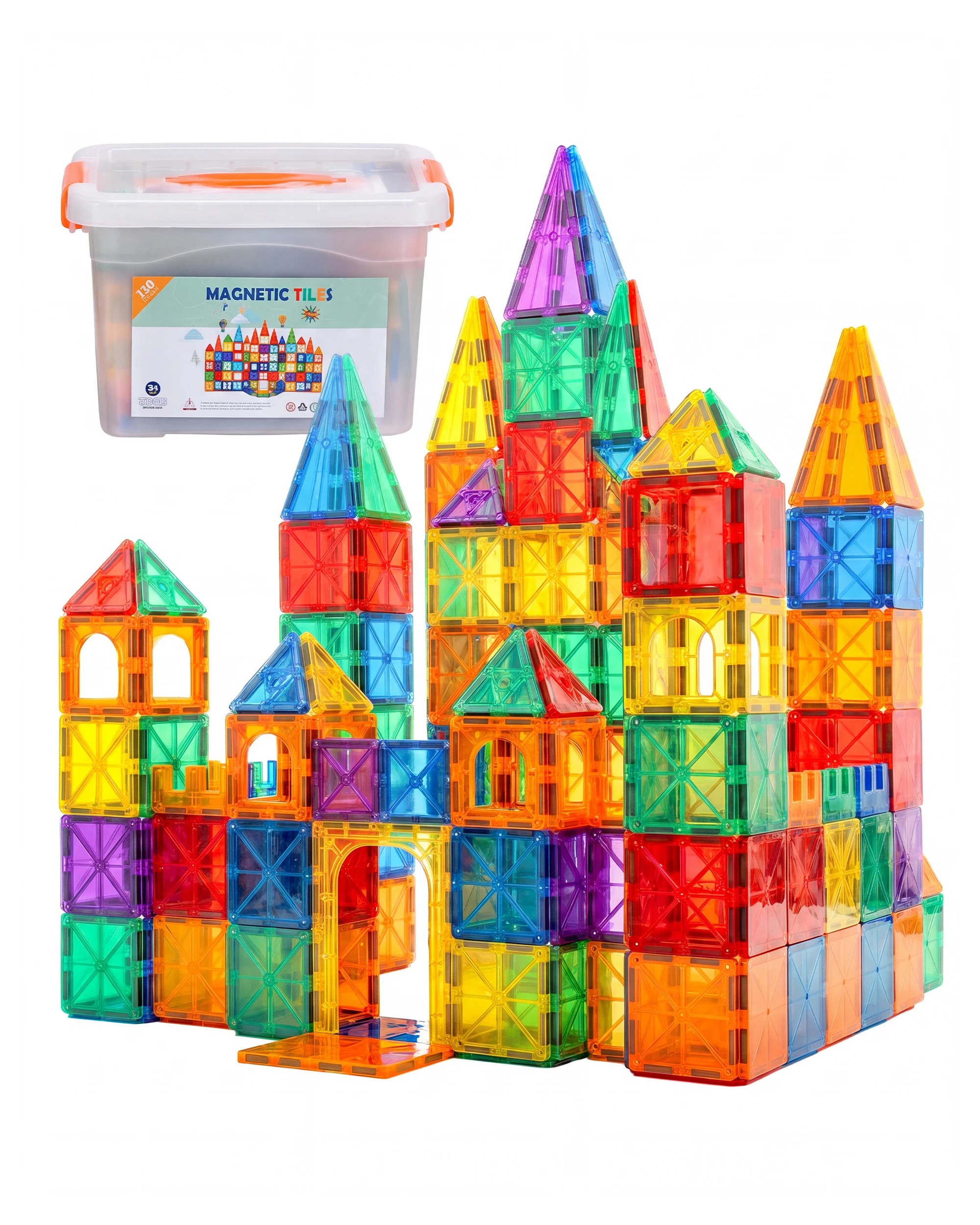 1 Playpals 120PCS Kids Magnetic Tiles Blocks Building Educational Toys Child Gift, 1 of 9