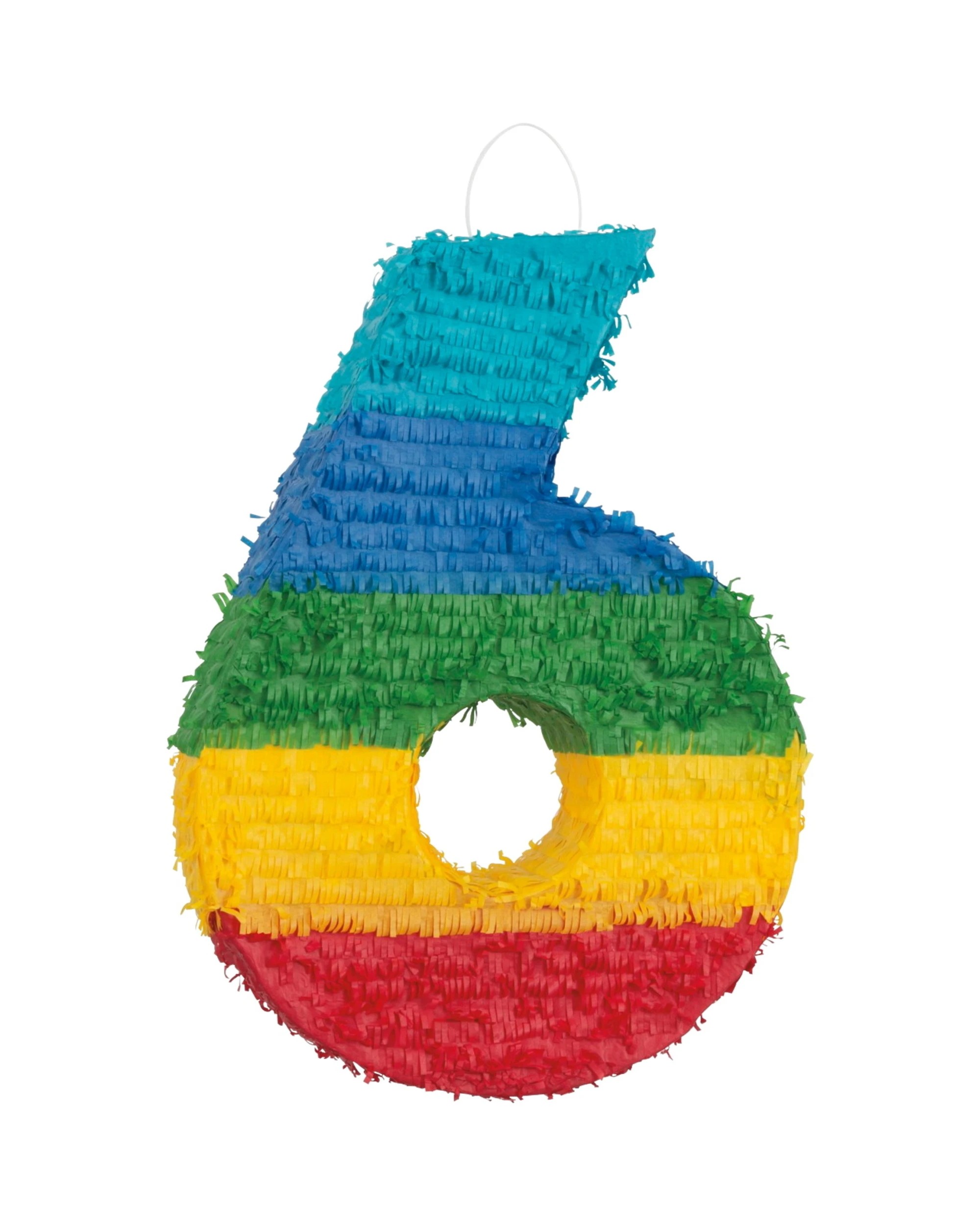 1 Unique Rainbow Stripe Number 6 Pinata, 1 of 1
