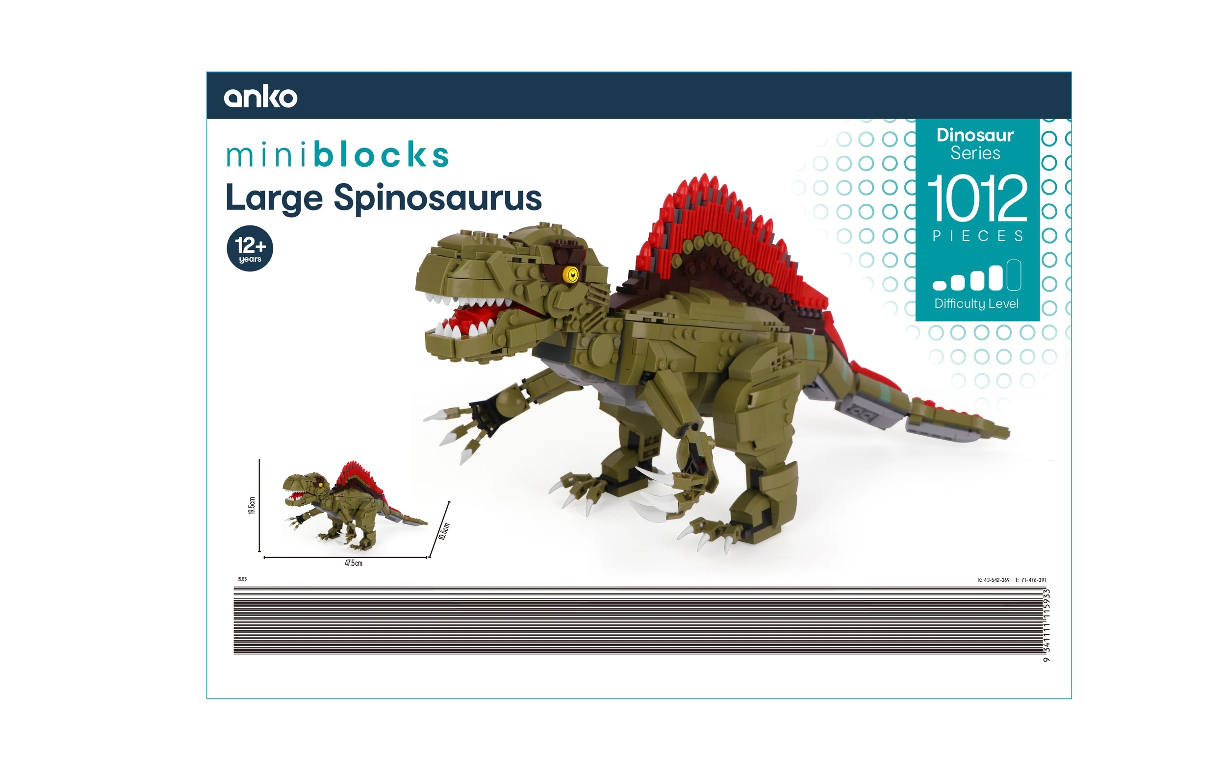 3 1012 Piece Mini Blocks Dinosaur Series: Large Spinosaurus, 3 of 3