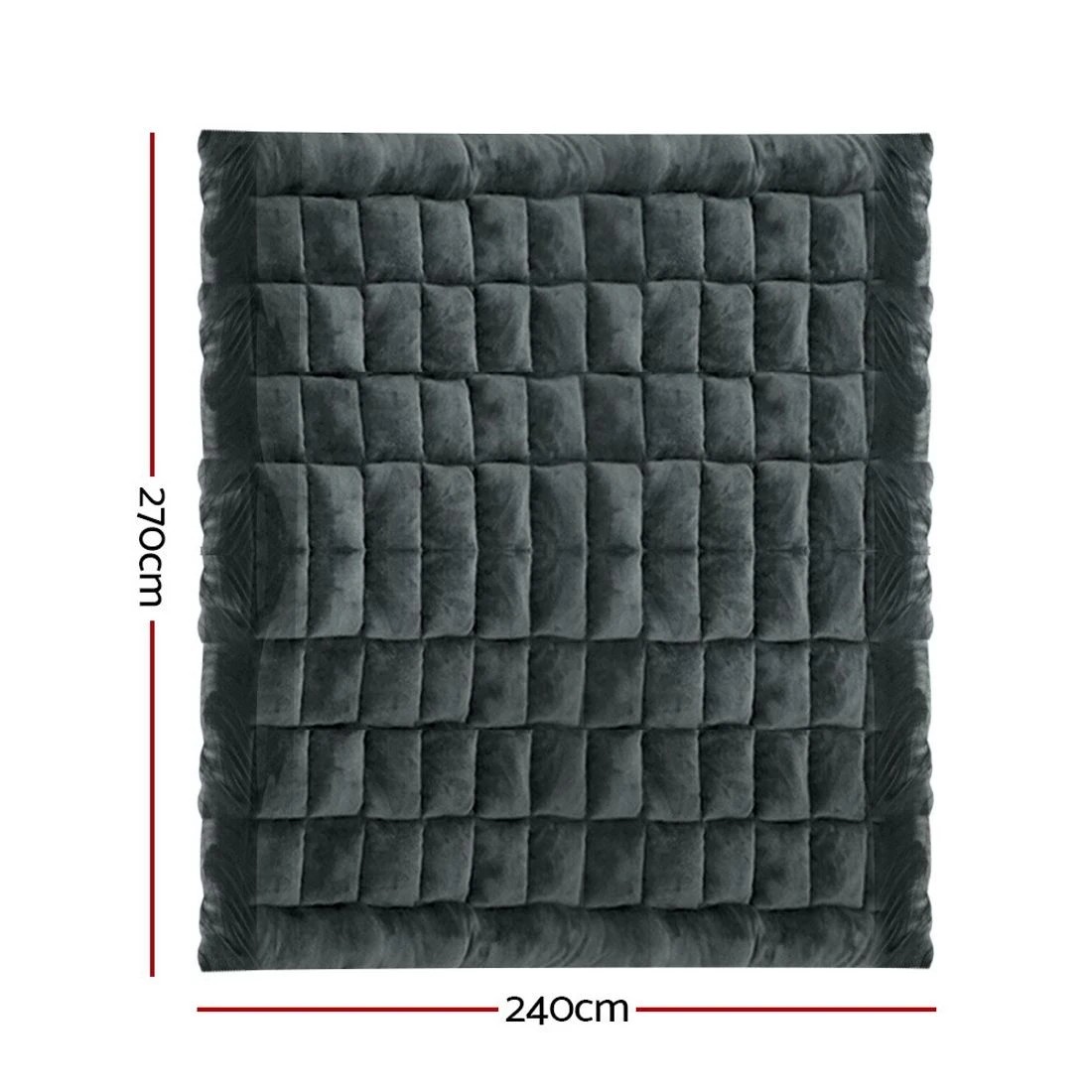 8 Giselle Bedding Faux Mink Quilt Charcoal Super King - Super King Bed - Charcoal, 8 of 8