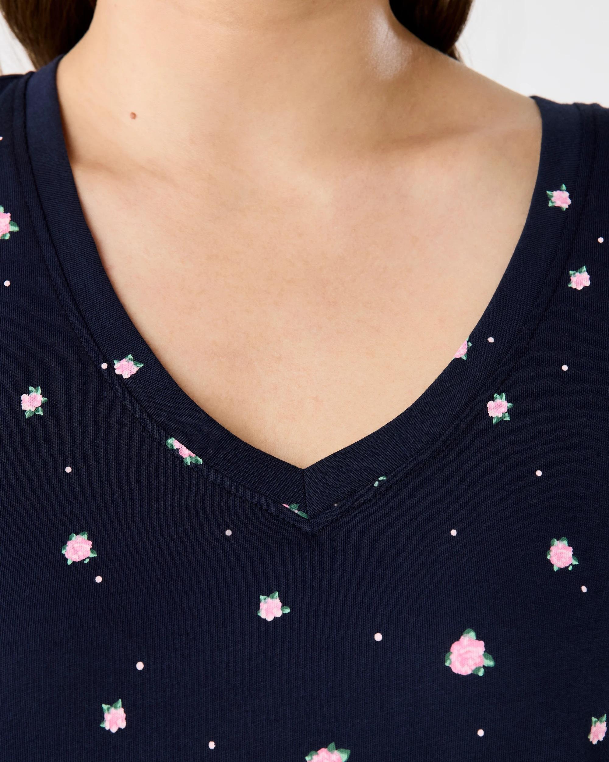 5 Cotton V-Neck Nightie Navy Ditsy, 5 of 6