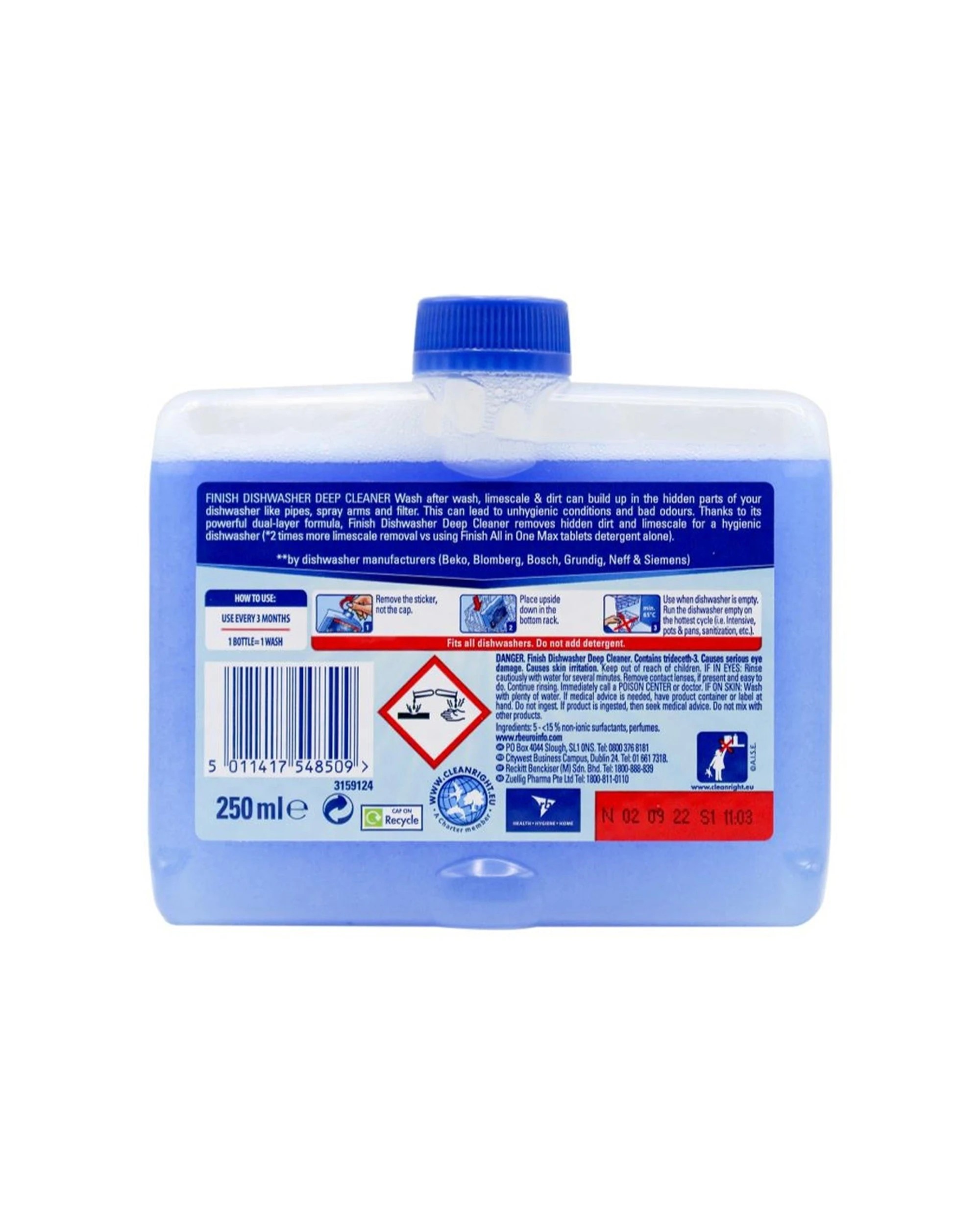 2 Finish Dishwasher Deep Cleaner Liquid Canister 250ml - Limescale Remover, 2 of 3