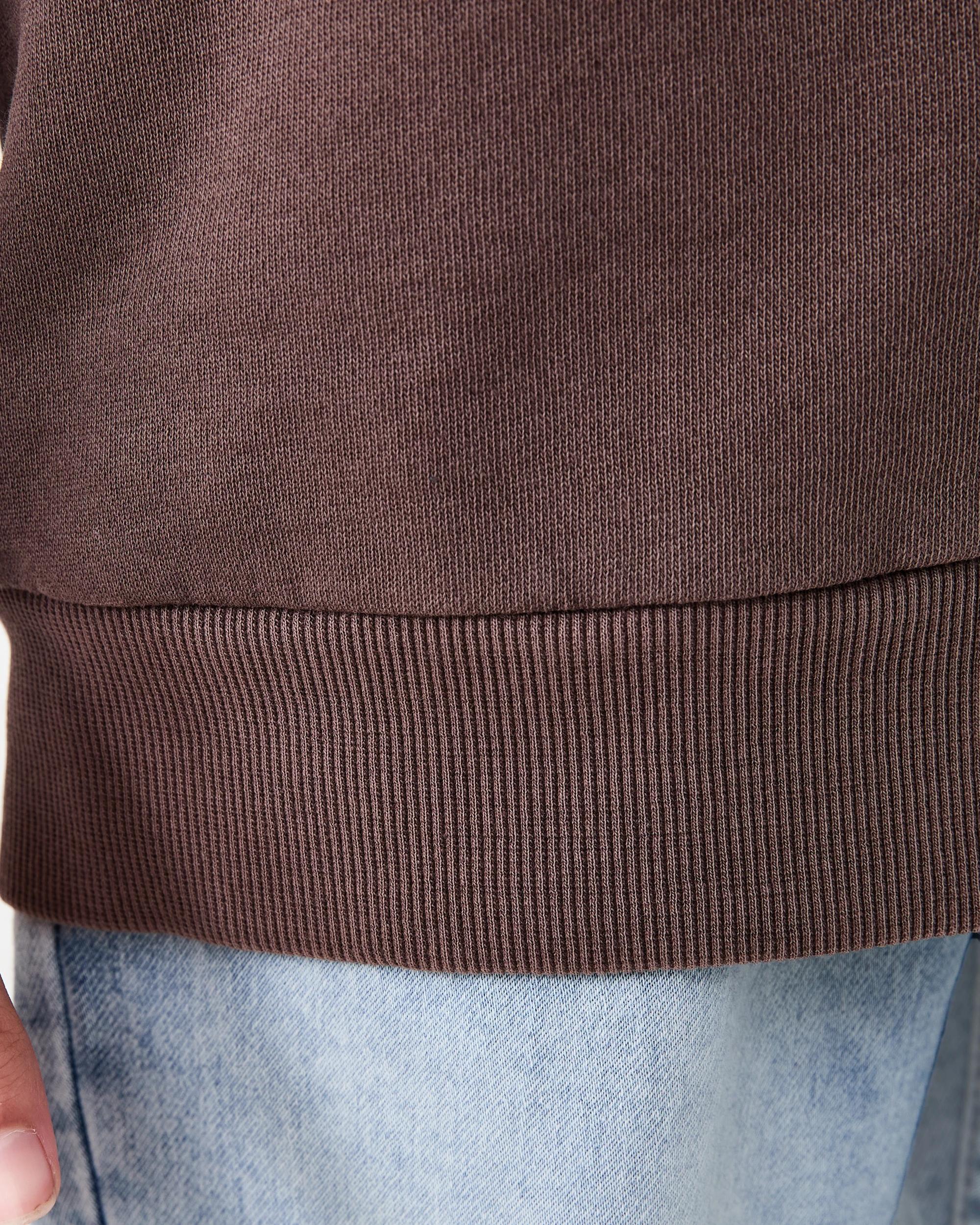 5 Oversized Plain Washed Crew Neck Sweatshirt Fossil Brn, 5 of 7