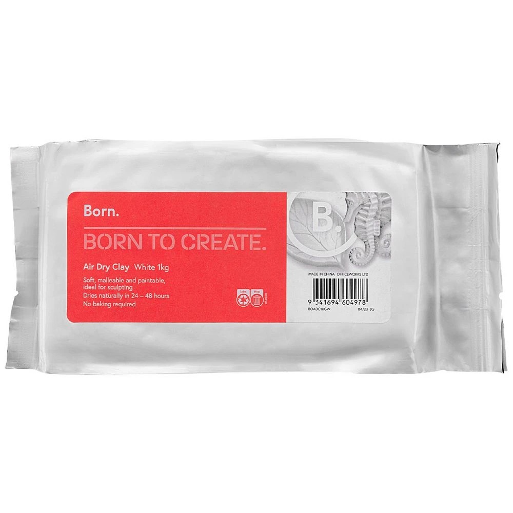 1 Born Air Dry Clay 1kg White, 1 of 3