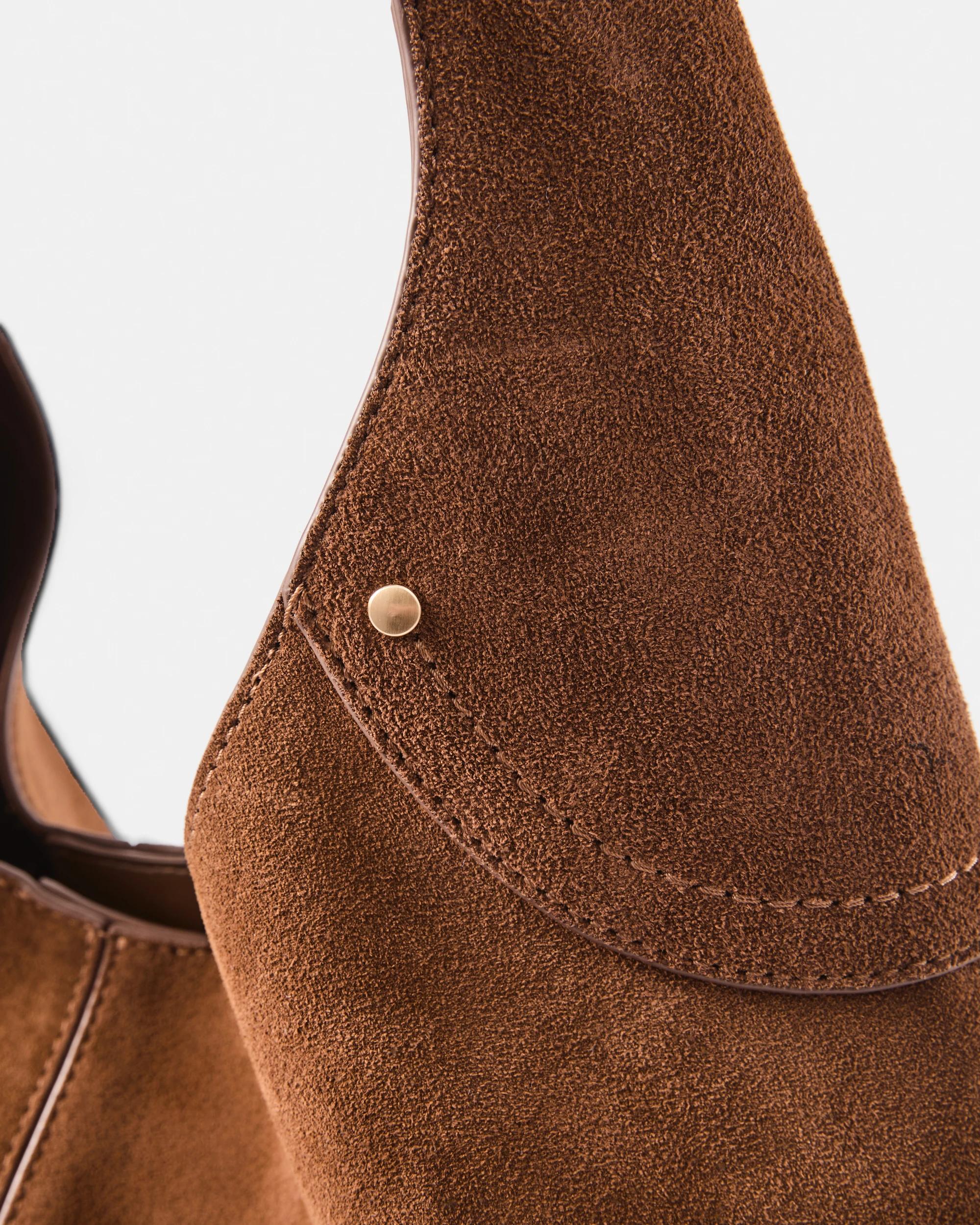 3 Leather Shoulder Tote Bag Brown, 3 of 5