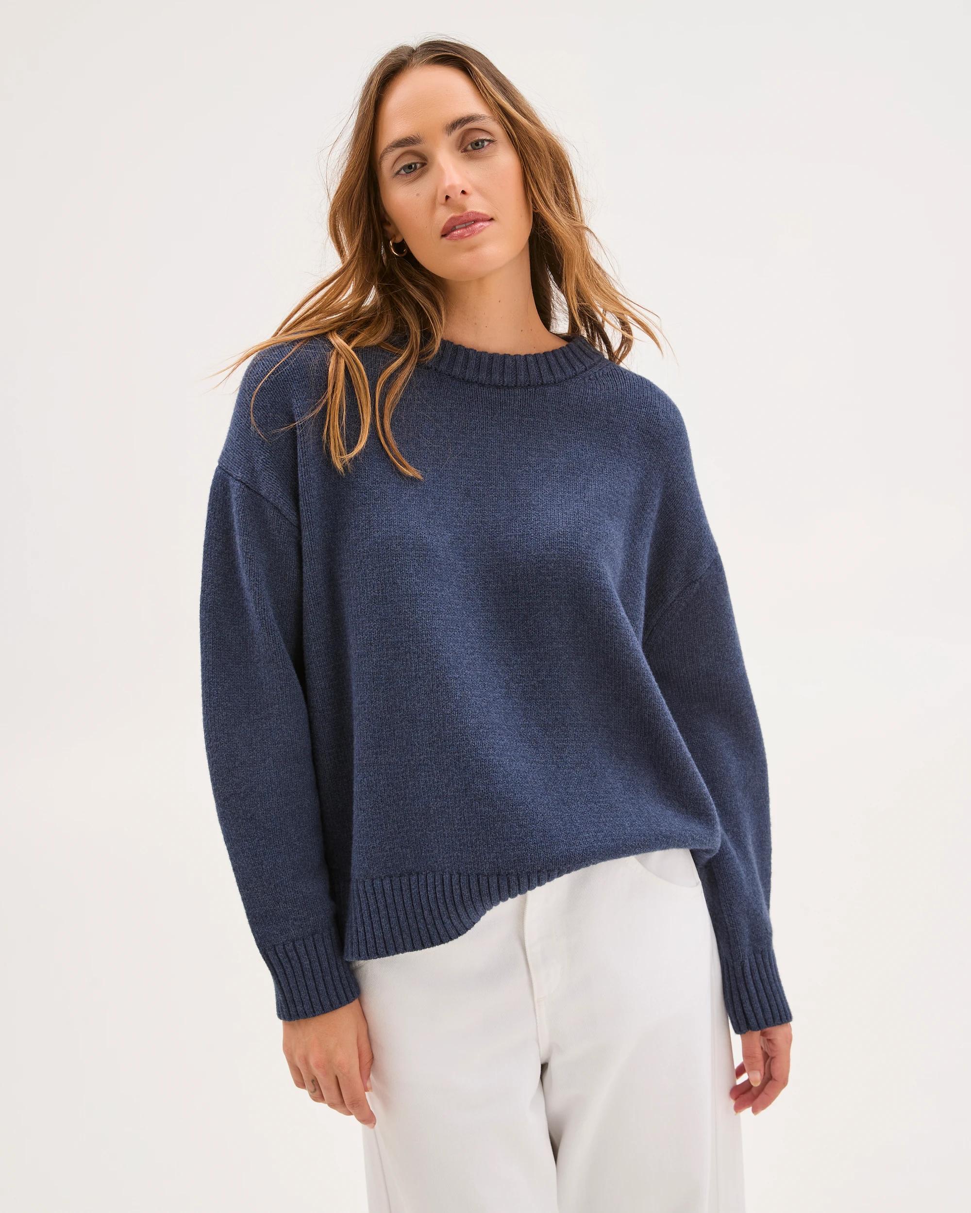 2 Target Woman Australian Cotton Blend Oversized Sweater NAVY, 2 of 7