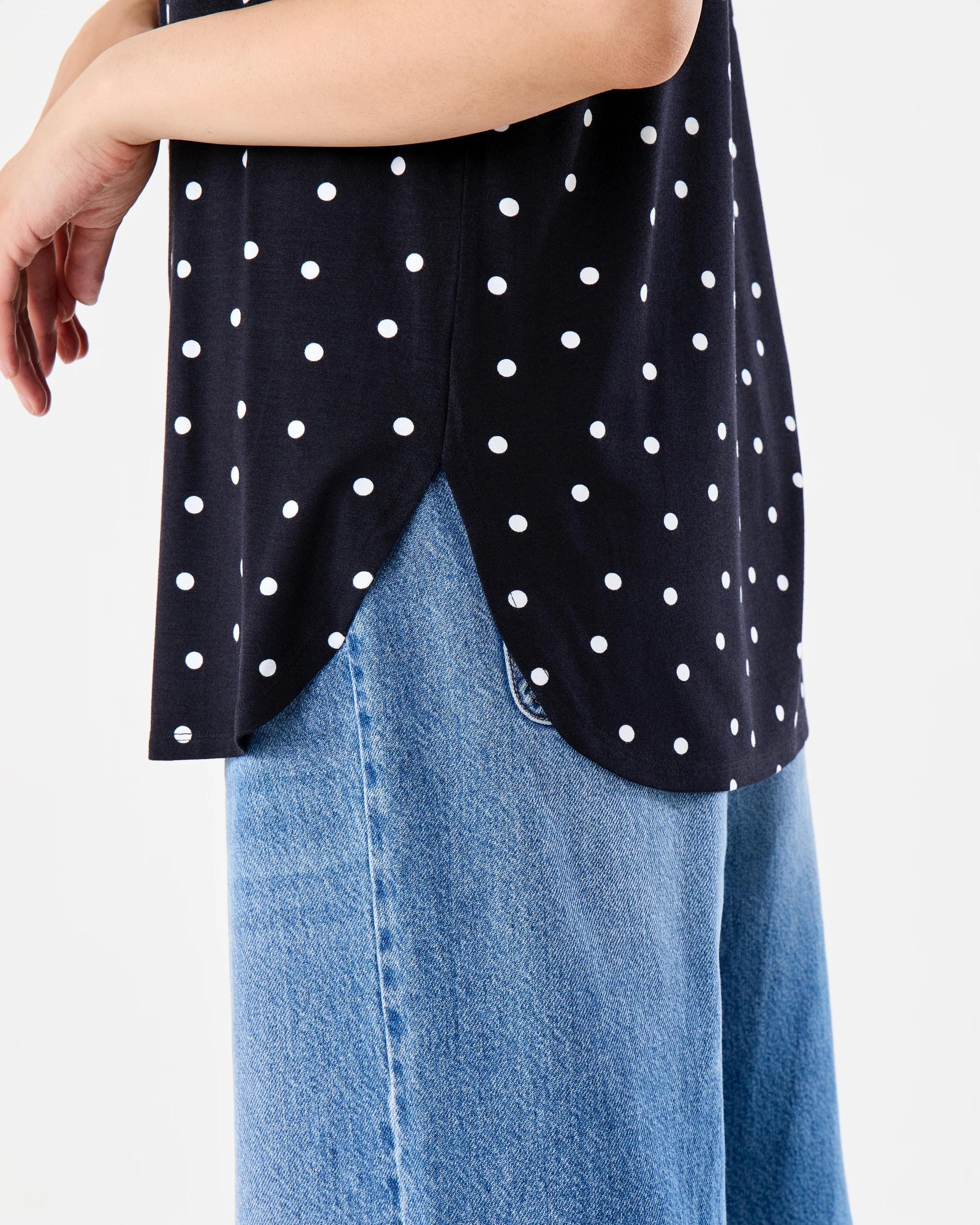 6 Short Sleeve Curve Hem Tunic Black Spot, 6 of 6