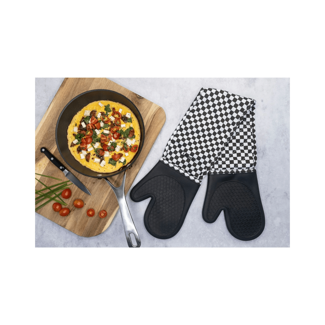 4 Cuisena Silicone Fabric Double Oven Glove - Heat Resistant Kitchen Mitt
 - Black, 4 of 8
