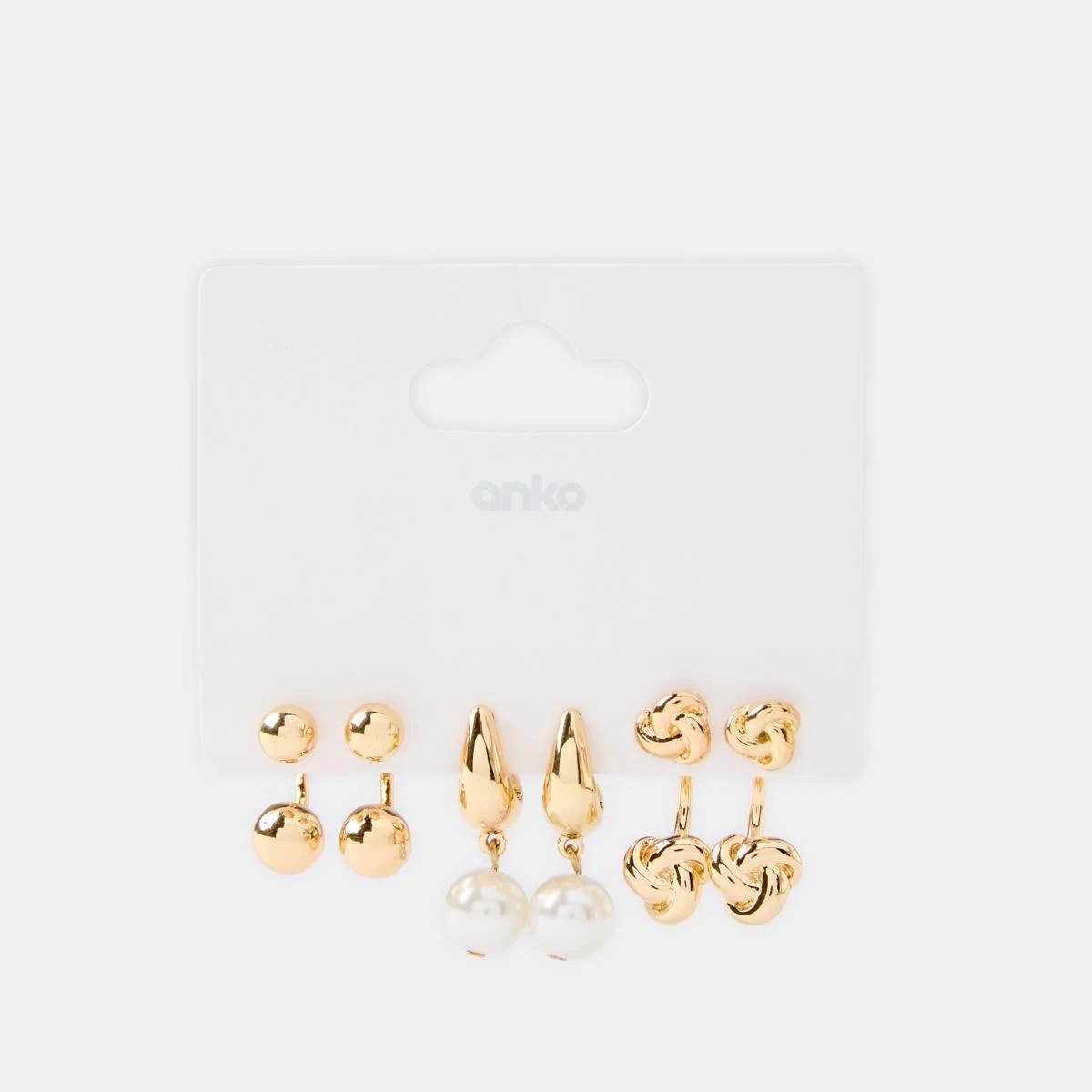 5 3 Pack Front and Back Earrings - Gold Tone Gold, 5 of 5
