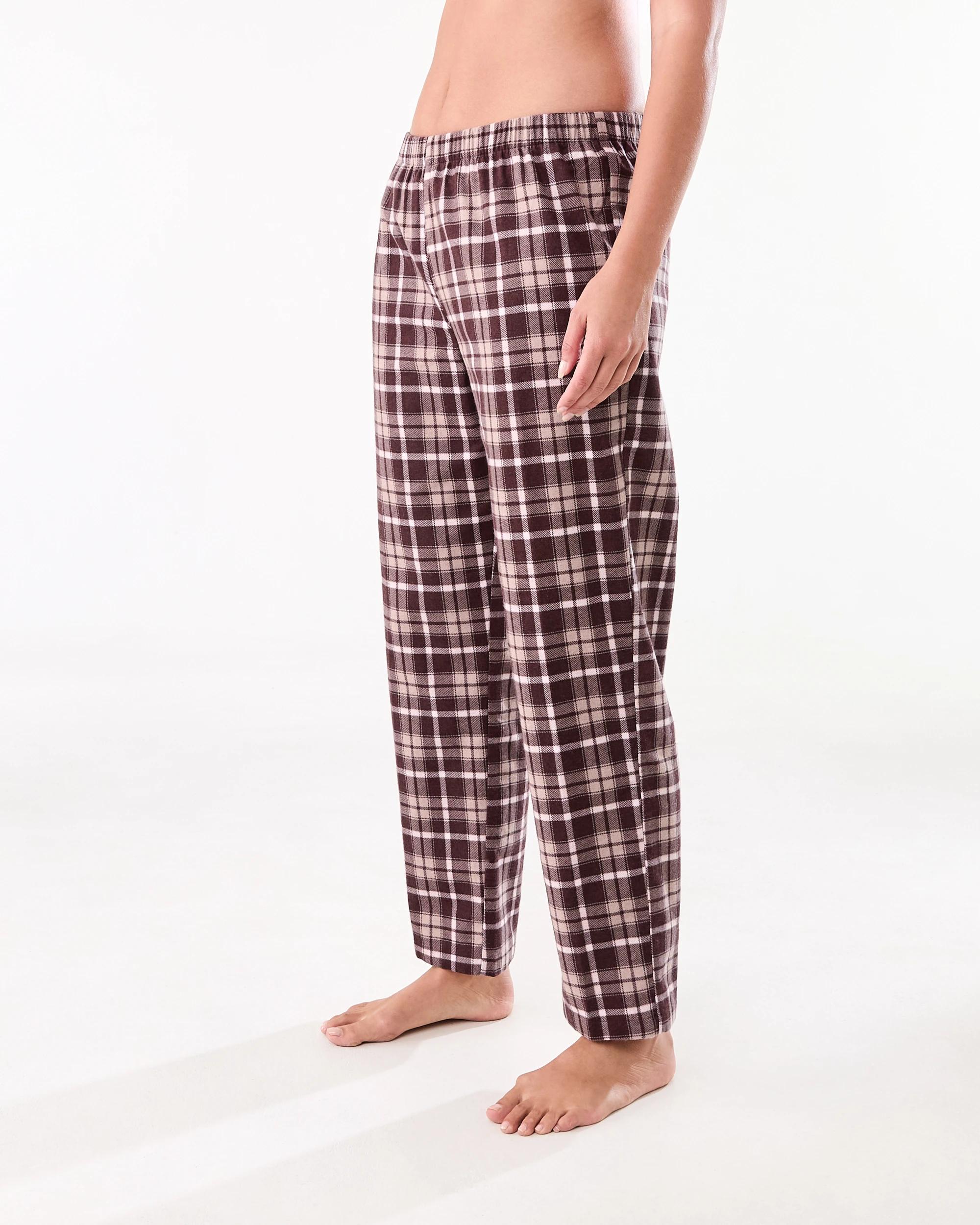 2 Cotton Printed Flannel Pants Pk Bwn Chk, 2 of 4