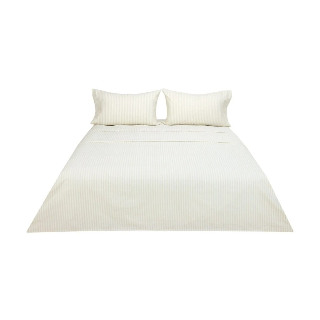 6 250 Thread Count Stripe Cotton Sheet Set - Queen Bed, Natural, 6 of 7