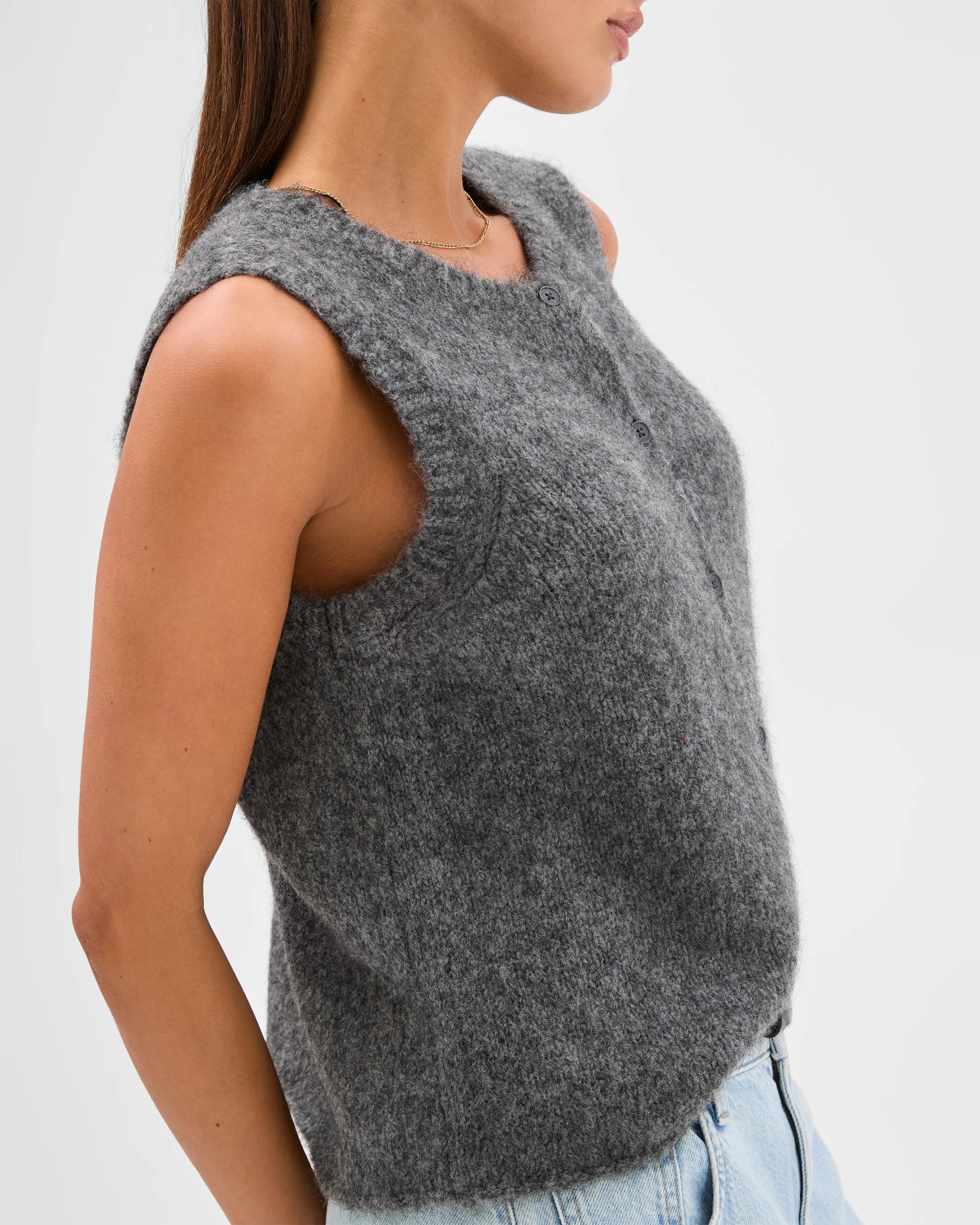 6 Lily Loves Fluffy Knit Vest GRAPHITE MARLE, 6 of 7